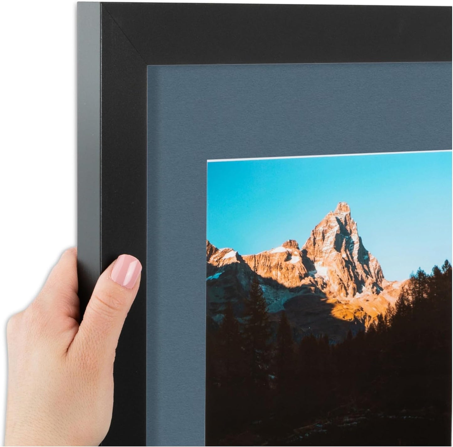 ArtToFrames Collage Picture Frame 3 Opening 3-8.5x11 Photo Frame | Made in USA | Black Frame Dutch Blue and Black Mats