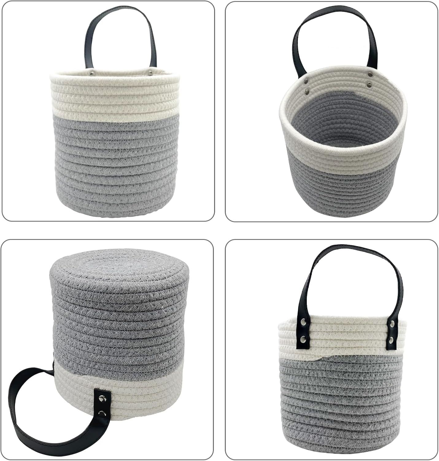 Handles Woven Organizer Storage Basket / Light Dark / Set of 2