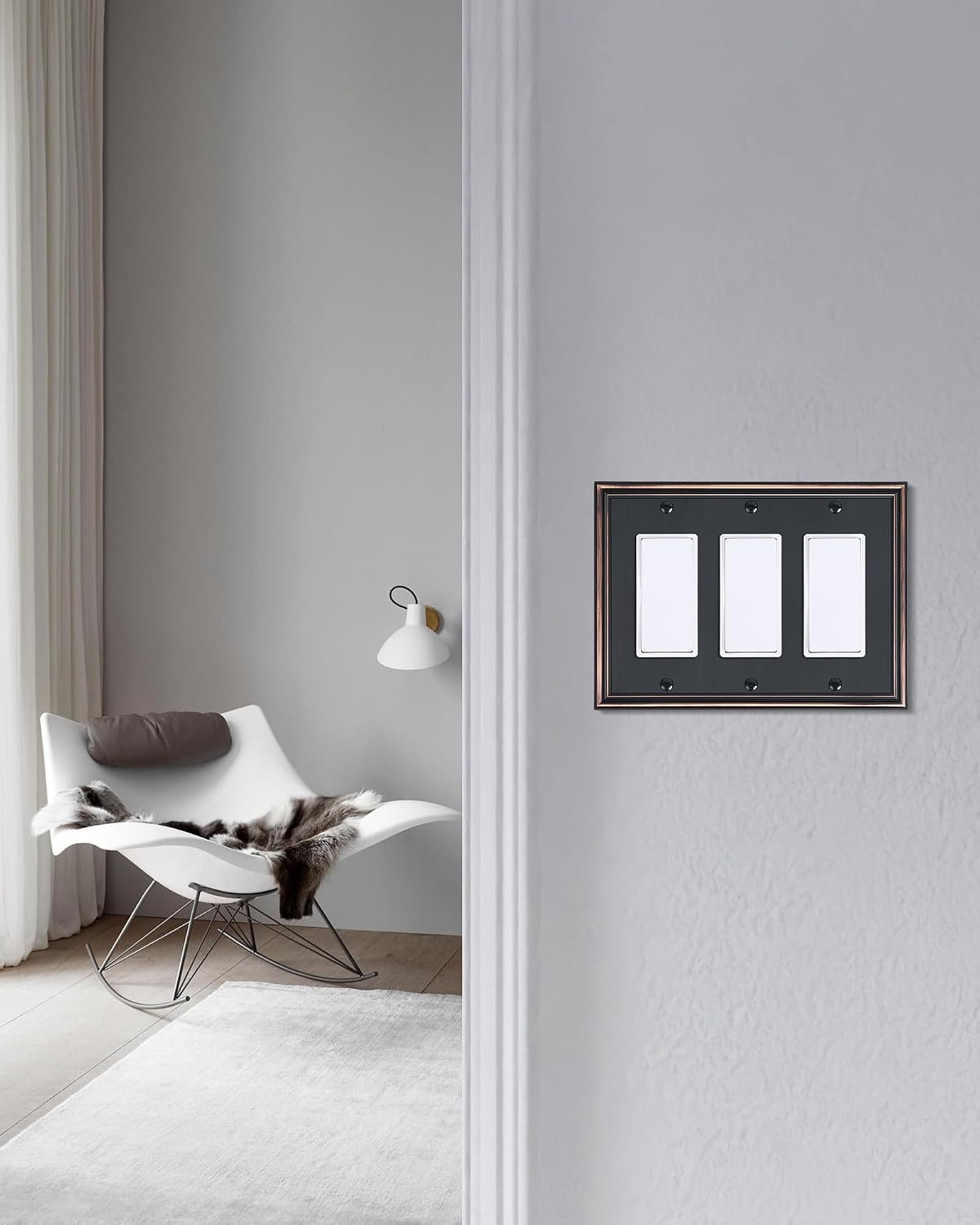 2-Pack Zinc Alloy Tripple Decorator Outlet Cover Plate, Solid Switch Cover | Durable Wall Plates for Electrical