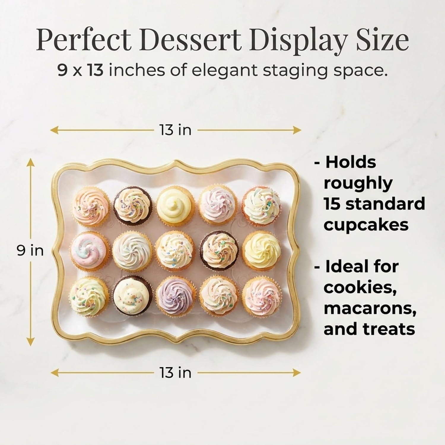 Decorative Trays Gold Rim Display Platters Cardboard Wedding / Gold, White / 9 x 13 / Set of 10