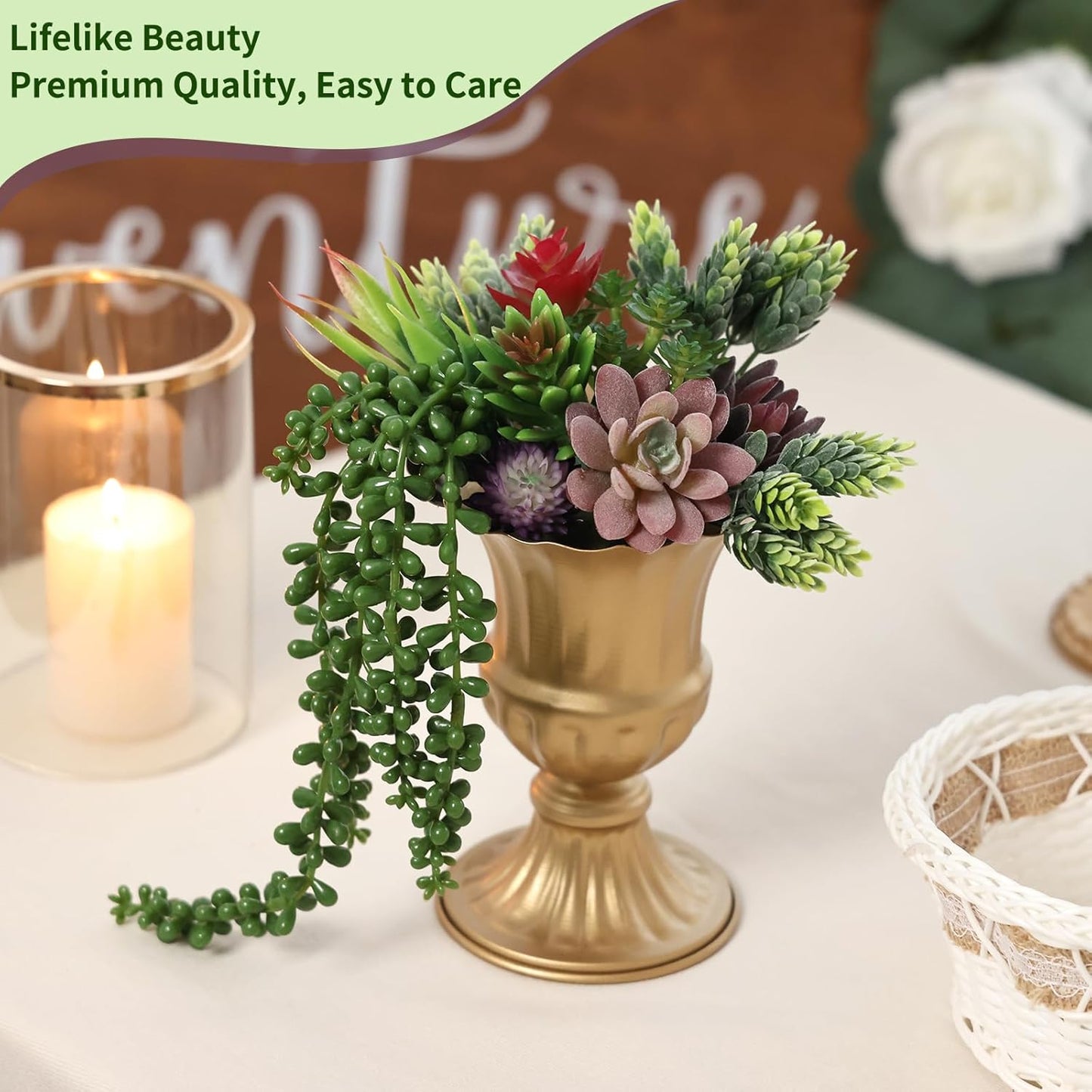 Fake Succulents Unpotted Realistic Textured Succulent Plants Mini Artificial Succulent / Set of 14