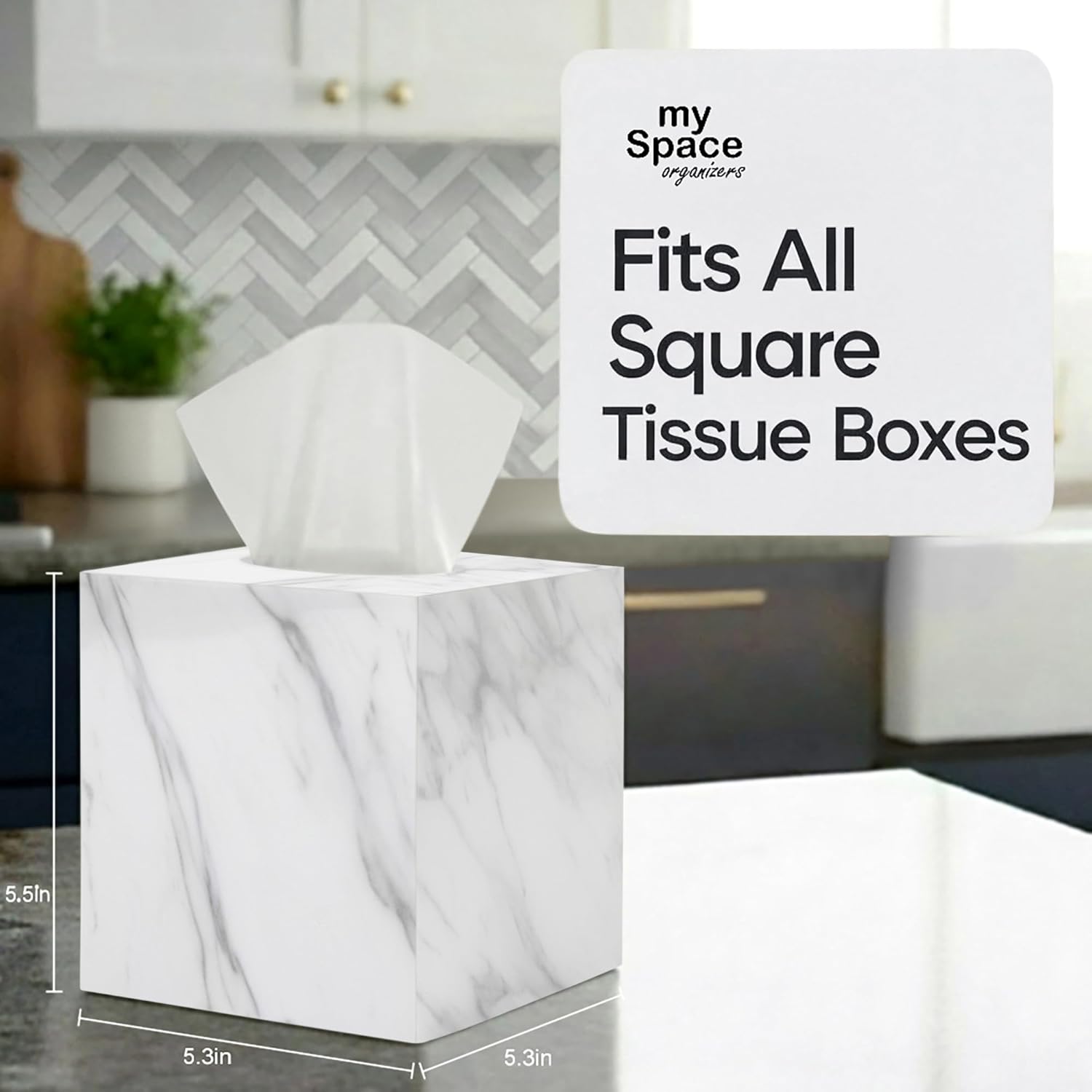 Tissue Box Cover Holder Tissue Box Holder Bathroom Vanity Nightstand Bedroom / Marble / Square