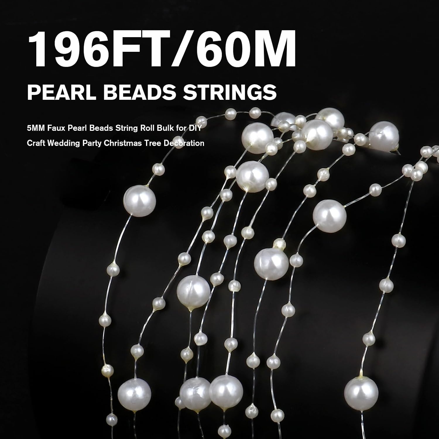 Pearl Beads String Garland / Ivory Pearls / 196FT / 196 Inch