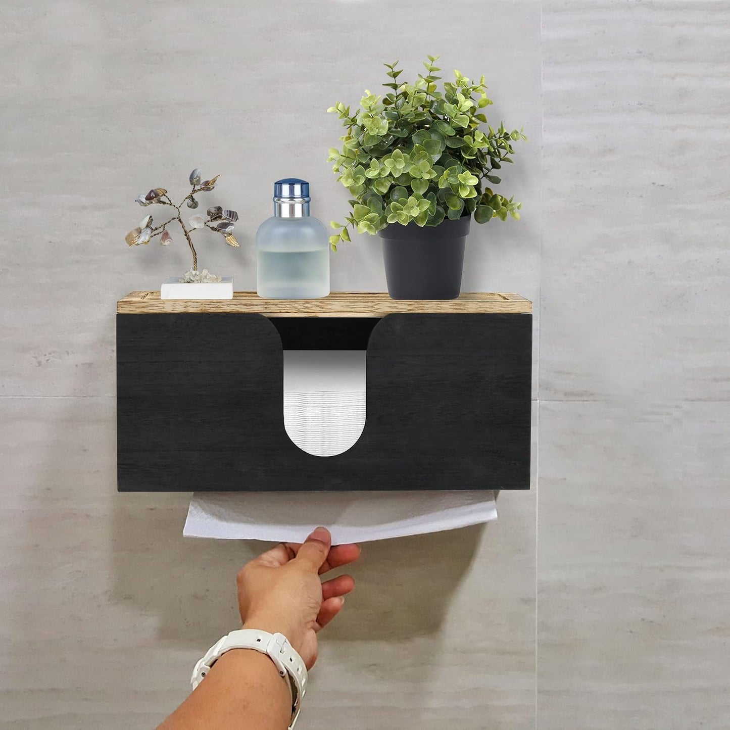 Solid Wood Paper Towel Dispenser Wall Mounted, Folded Paper Towel Holder with Lid, Commercial C-Fold, Z-Fold, Trifold