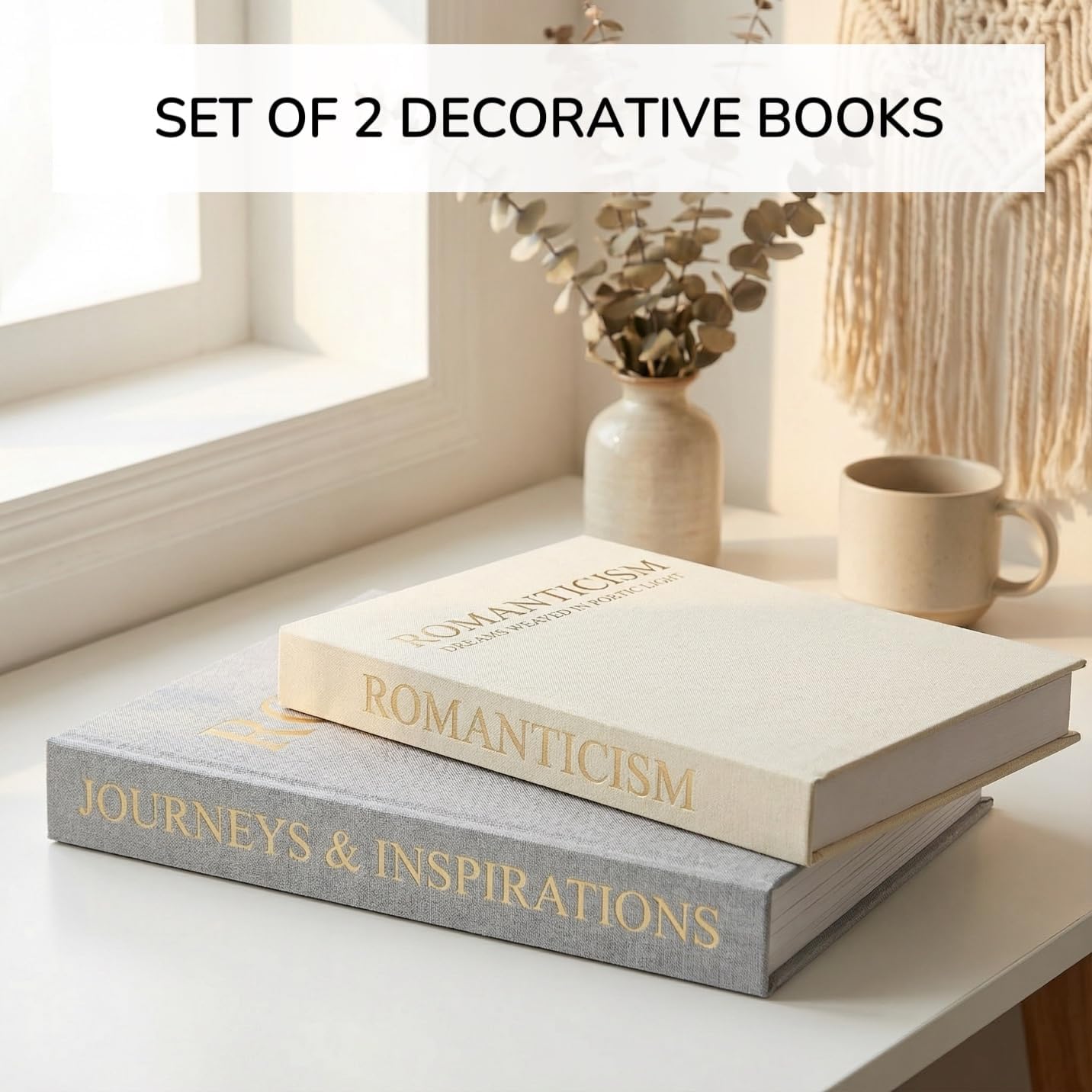 Linen Faux Books Boxes / Set of 2