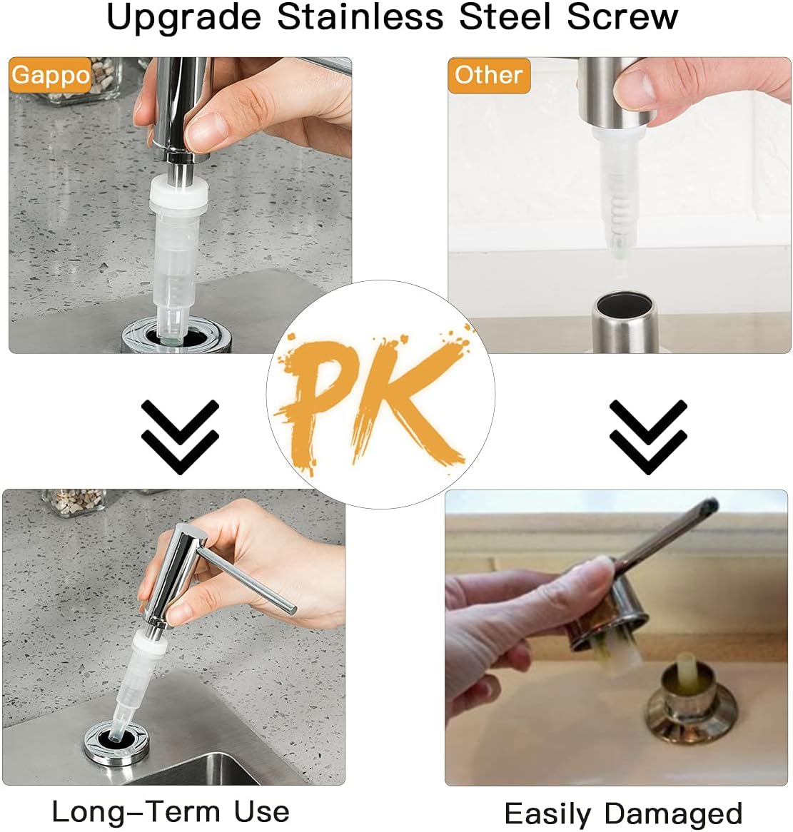 Soap Dispenser for Kitchen Sink Polished Chrome GAPPO Stainless Steel Countertop Pump Hand Lotion Built in Bottlend