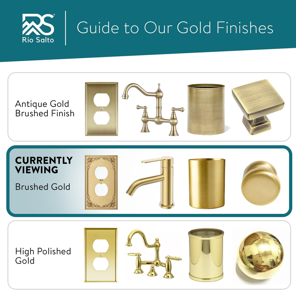 Rio Salto Gold Decorative Outlet Covers Light Switch Cover Plate Duplex Receptacle Wall Plate Metal Wall Plates 1 Gang