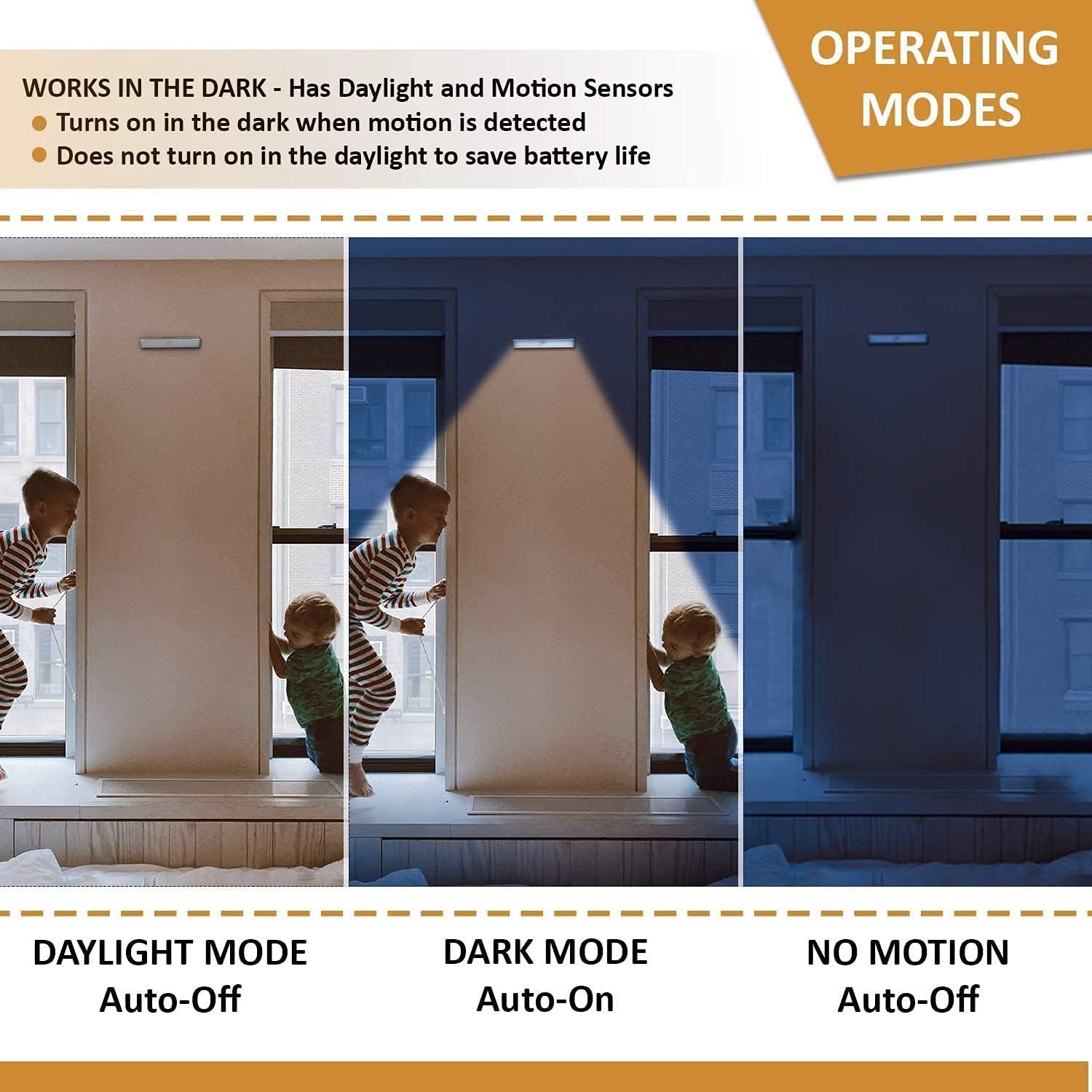 Under Cabinet Lighting – Motion Sensor Closet Lights, Battery Operated LED Strip Light Bar, Stick-On Wireless Indoor