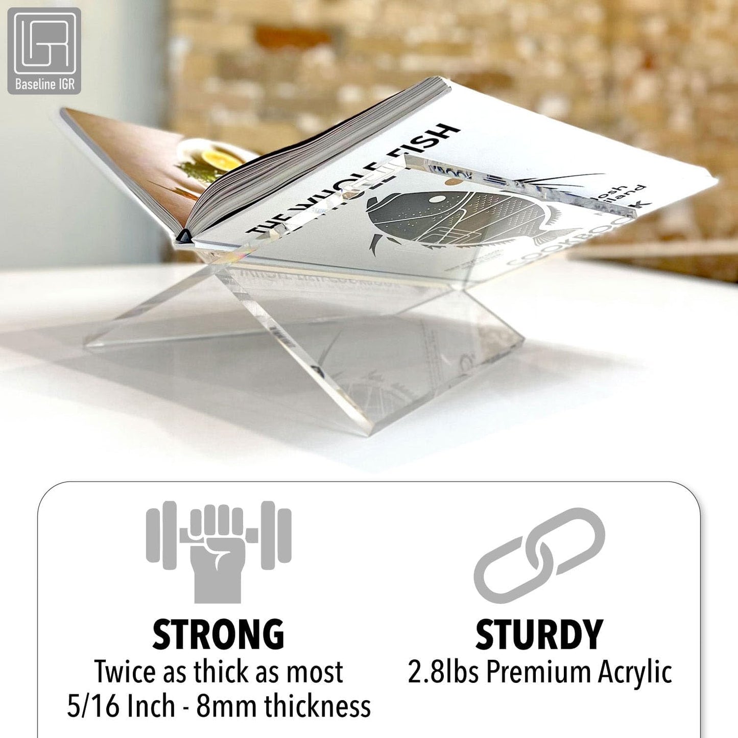 Large Clear Acrylic Book Stand, 12.5" x 9.5" x 5.5”, Acrylic Book Holder, Open Bookstand for Display and Reading