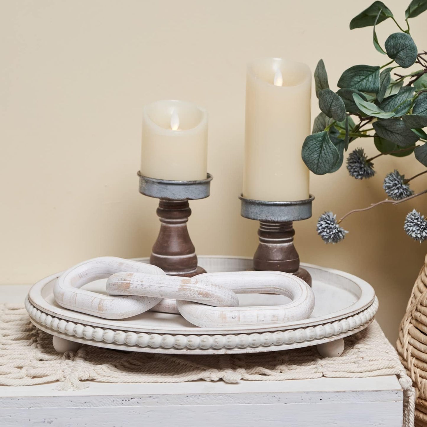 HPC Decor Round Wood Tray / 12inch Round White / 12 Inch