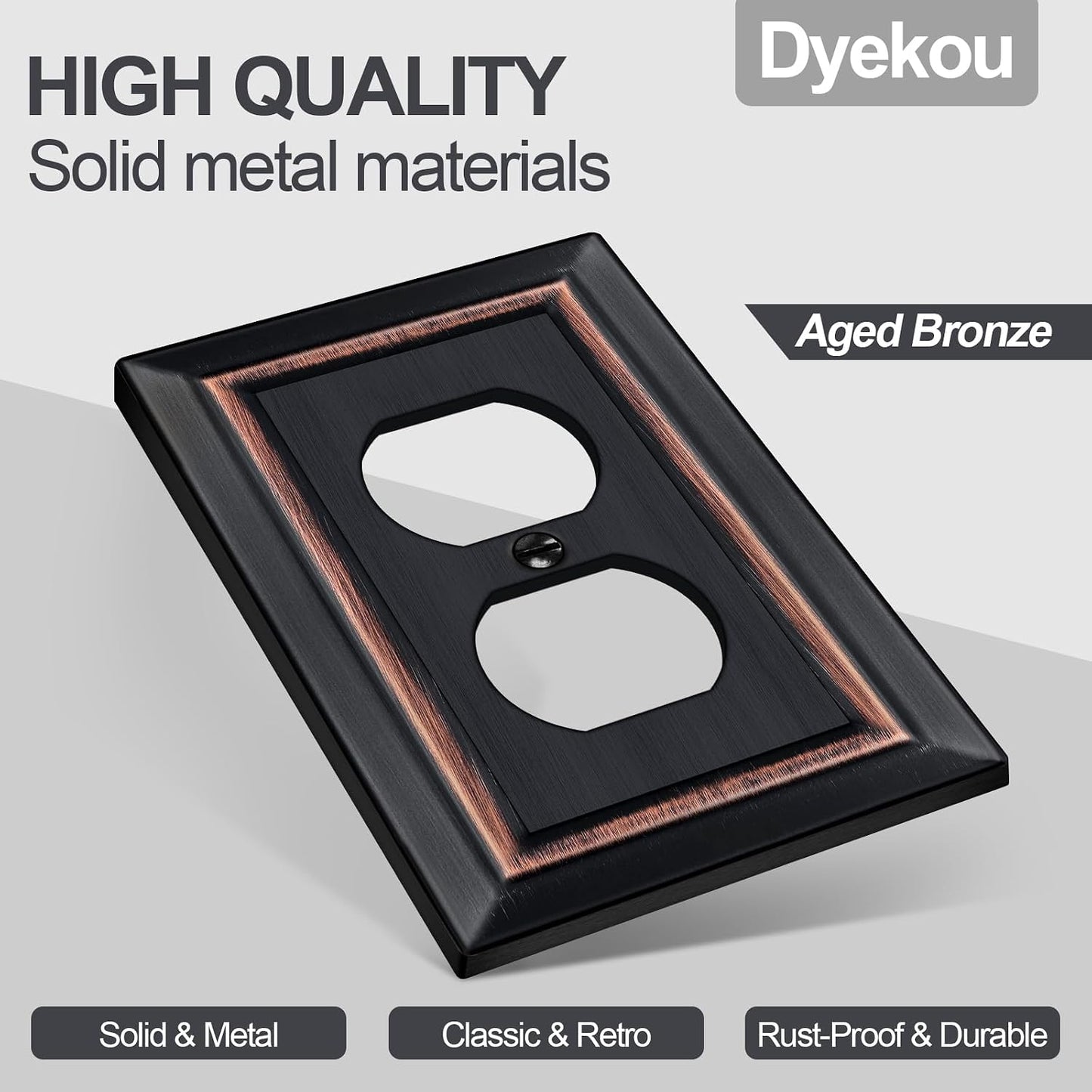 Metal Wall Plate for Electrical Outlets, Outlet Covers Wall Plate, 6 Pack | Decorative Aged Bronze Switch Plates Outlet