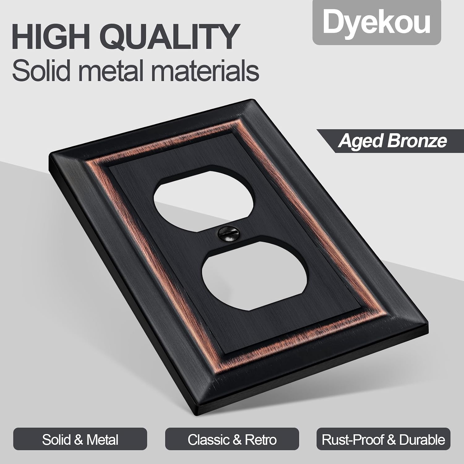 Metal Wall Plate for Electrical Outlets, Outlet Covers Wall Plate, 6 Pack | Decorative Aged Bronze Switch Plates Outlet