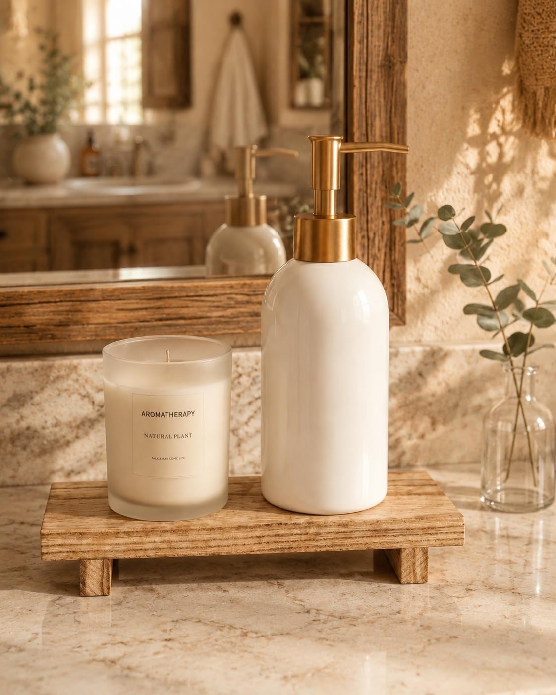 Farmhous Boho Bathroom Decor Organizer