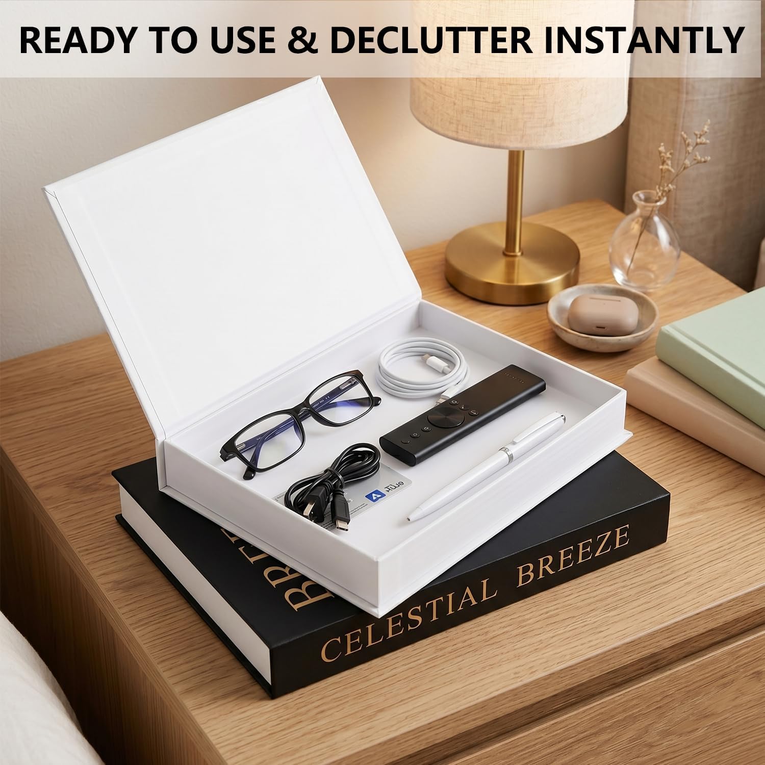 Decorative Books / Stackable Coffee Table / Deep Gray-white