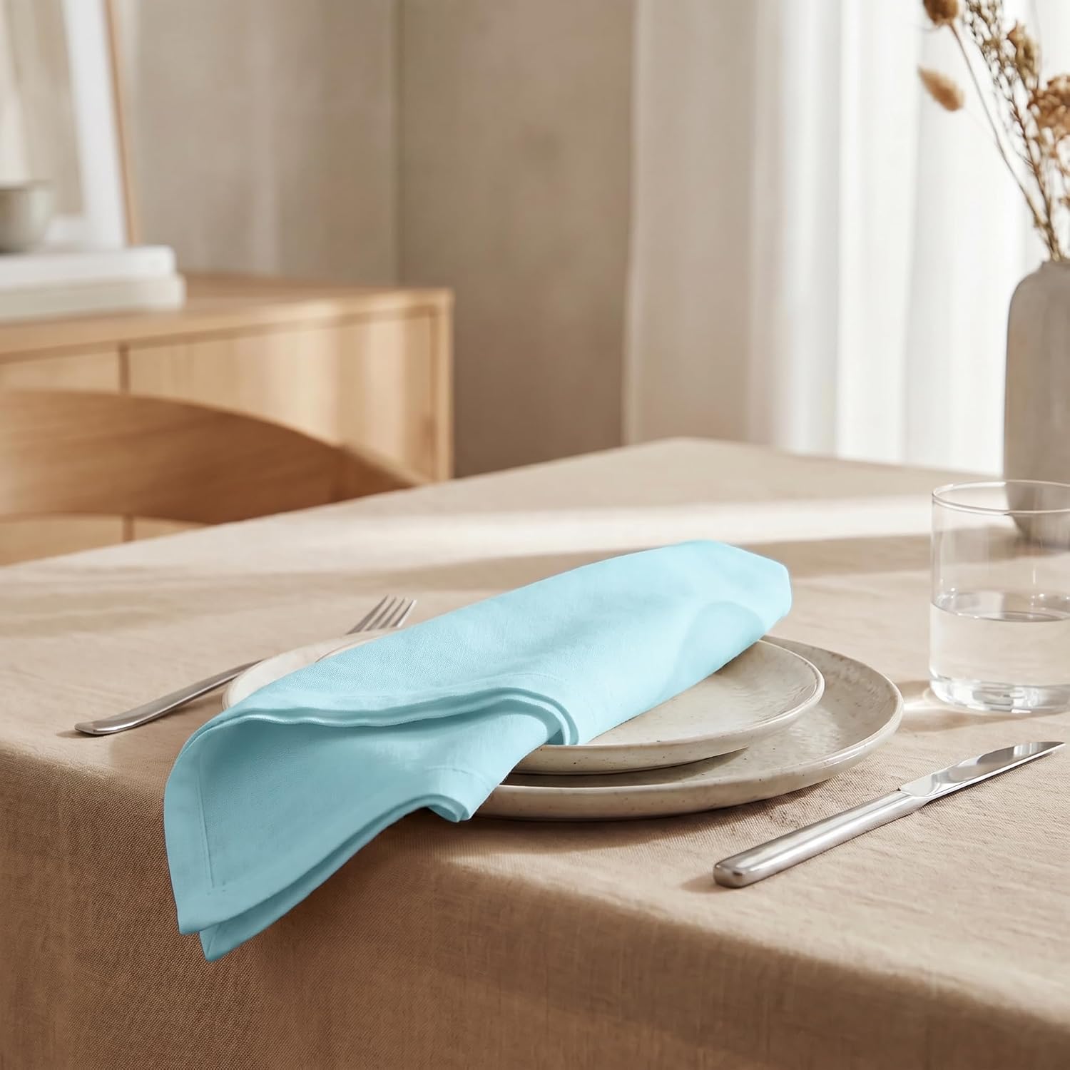 Urban Villa Cloth Napkins Cotton 20x20 (Set of 12) Aqua