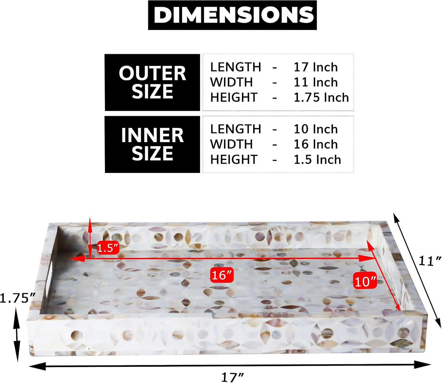 Gift Tray / Serving Tray / 17 x 11 x 2 / Discovery Jewel Grande