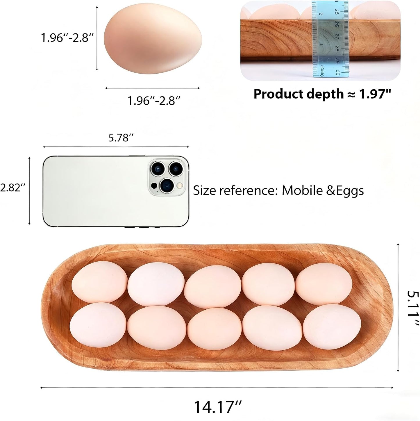 14.17" Decorative Tray Wooden Middle Fruit Bowl For Decor Oval Rustic Wooden Candle Holder Key Candy