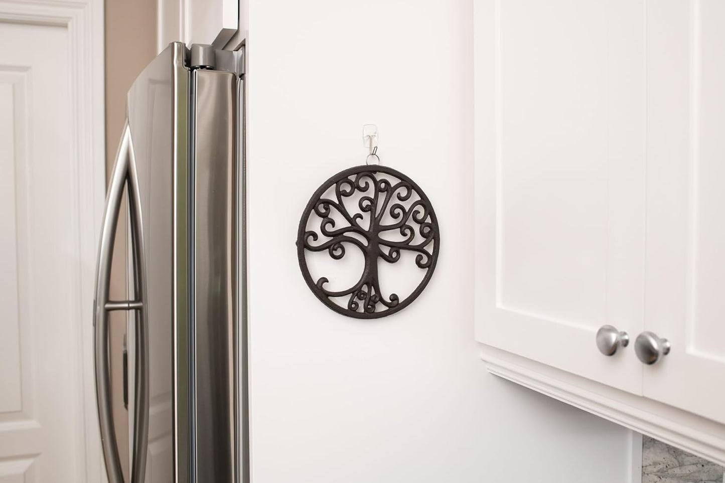 GASARÉ, Cast Iron Trivet for Hot Dishes, Pots, and Pans, Metal Trivet, Tree of Life Design, Rubber Feet Caps, Ring