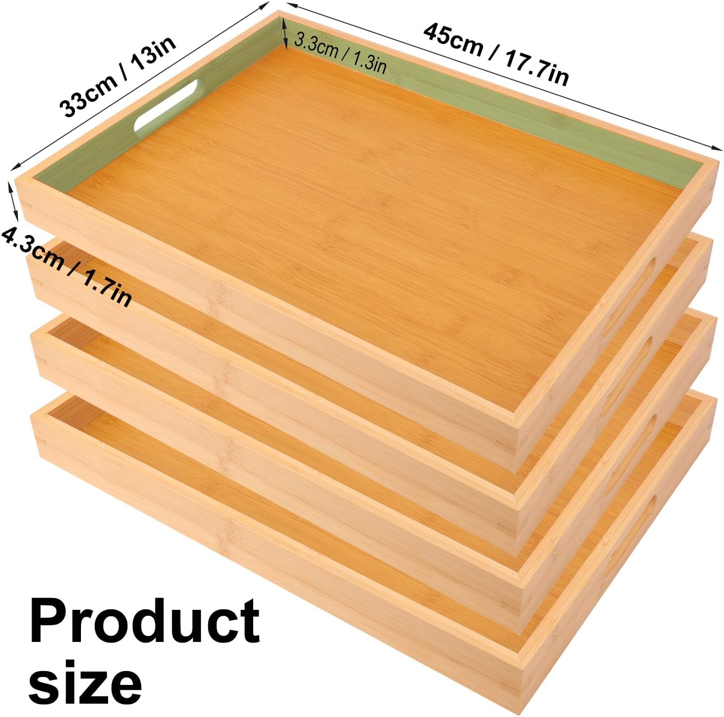 Wooden Dinner Tray / 18 x 13 / Set of 4