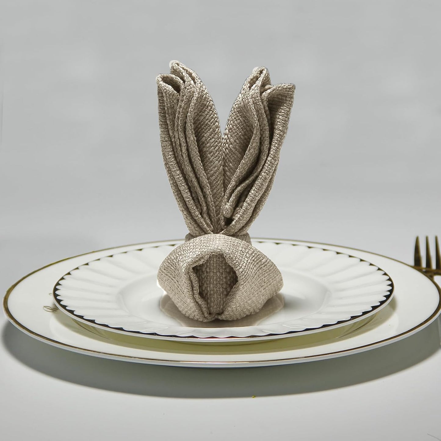 BALCONY & FALCON Rectangle Table Cloth Waterproof Beige 17.7"x17.7" 12pcs | Cloth Napkins Set of 12 Washable Linen