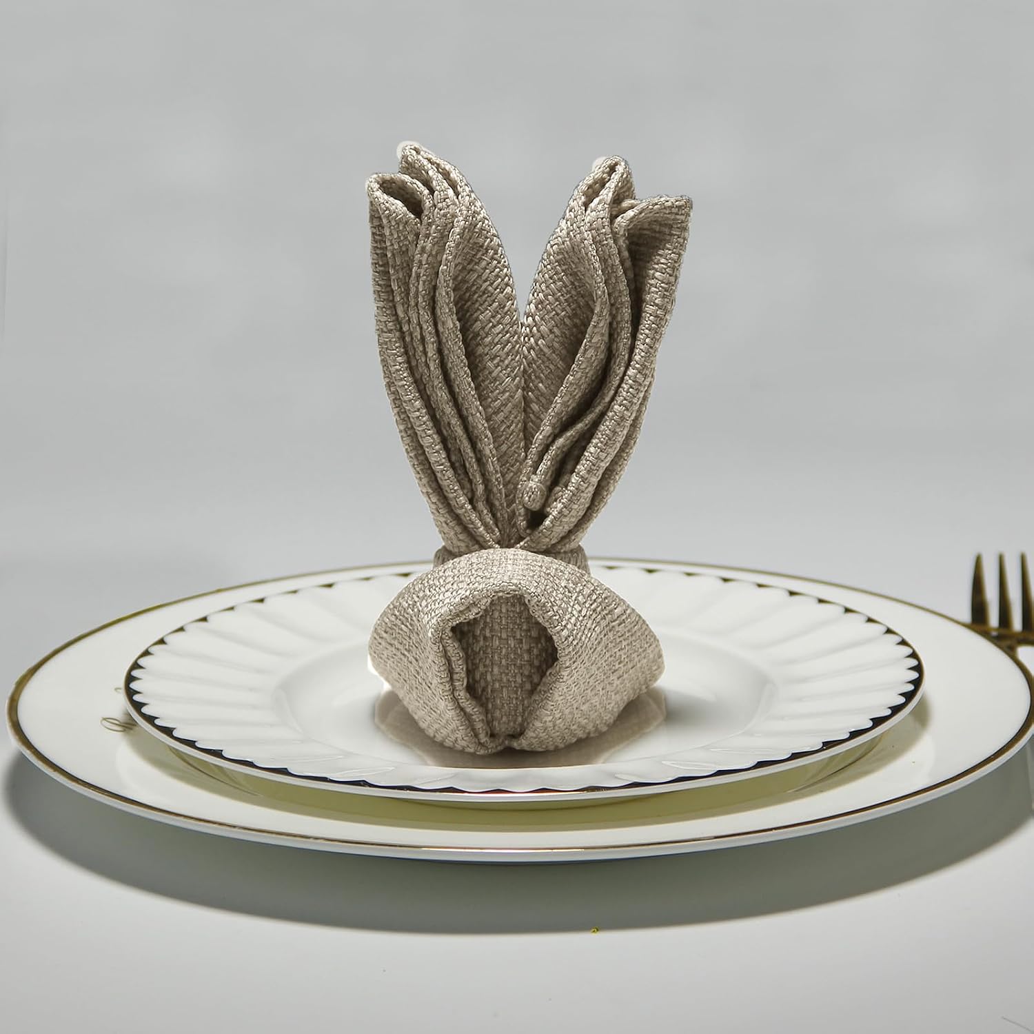 BALCONY & FALCON Rectangle Table Cloth Waterproof Beige 17.7"x17.7" 12pcs | Cloth Napkins Set of 12 Washable Linen