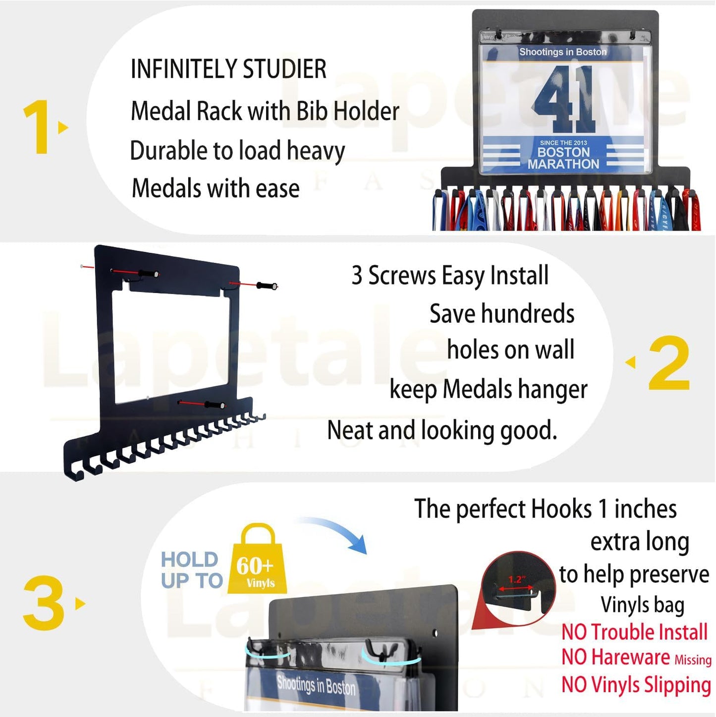 Race Medal and Bib Display,Running Bib and Medal Display and Runner Medal Hanger Display,Medal and Bib Hanger Display