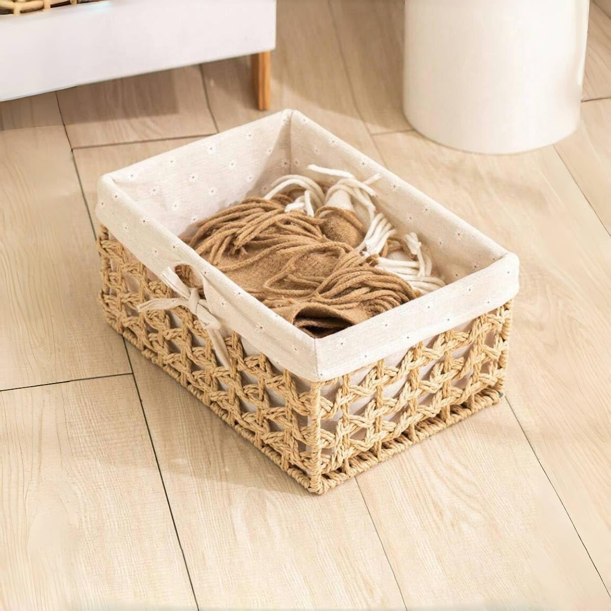Boho Paper Rope Basket / Beige