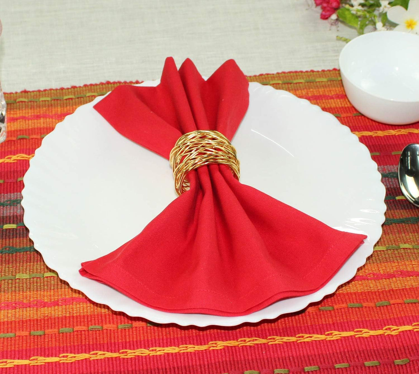 COTTON CRAFT Multicolor Cloth Napkins - 24 Pack 100% Cotton Dinner Napkins | 17x17 inches Soft Washable Absorbent