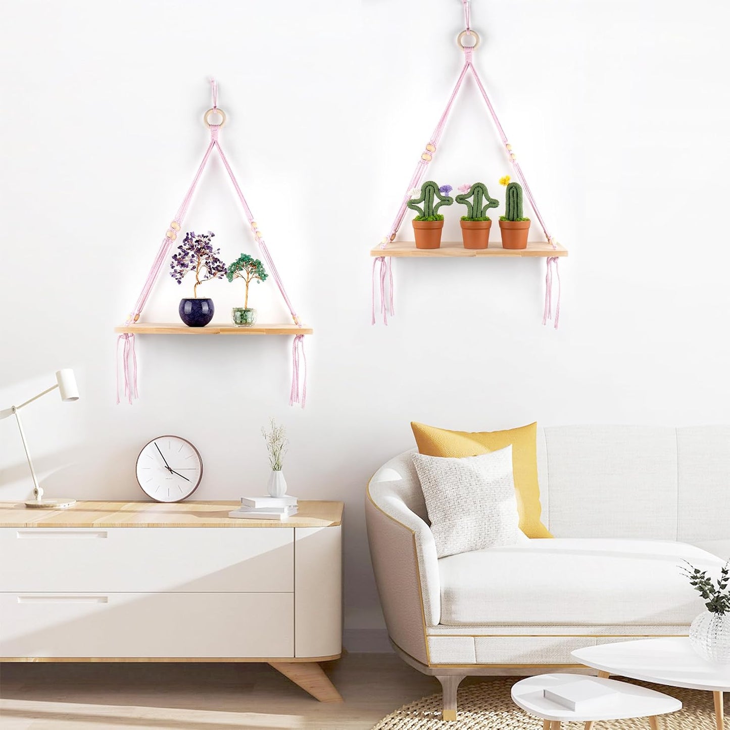 Bohemian Display Floating Shelves / Pink / Set of 2