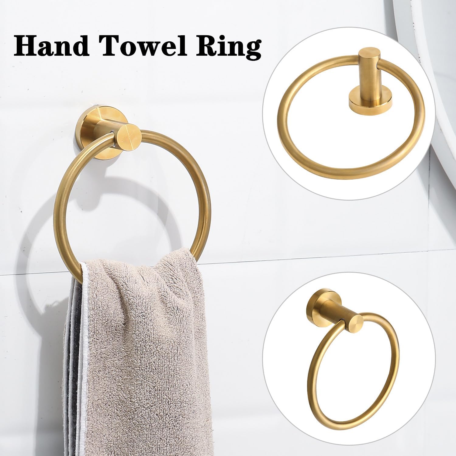 Brushed Gold Bathroom Hardware Accessories Set 5 Piece, Stainless Steel Bath Towel Bar Set 24 Inch,Toilet Paper