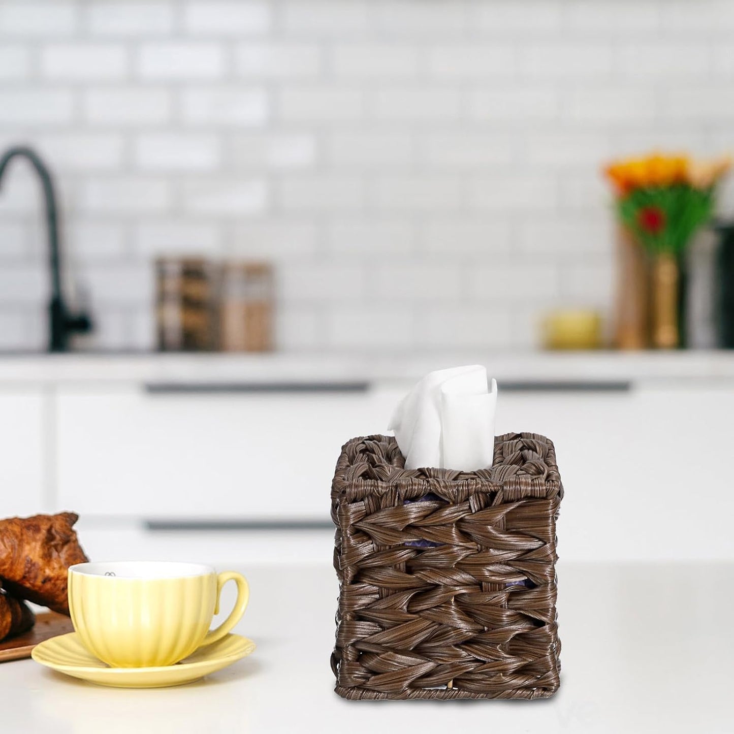 Wicker Tissue Box Cover / Coffee