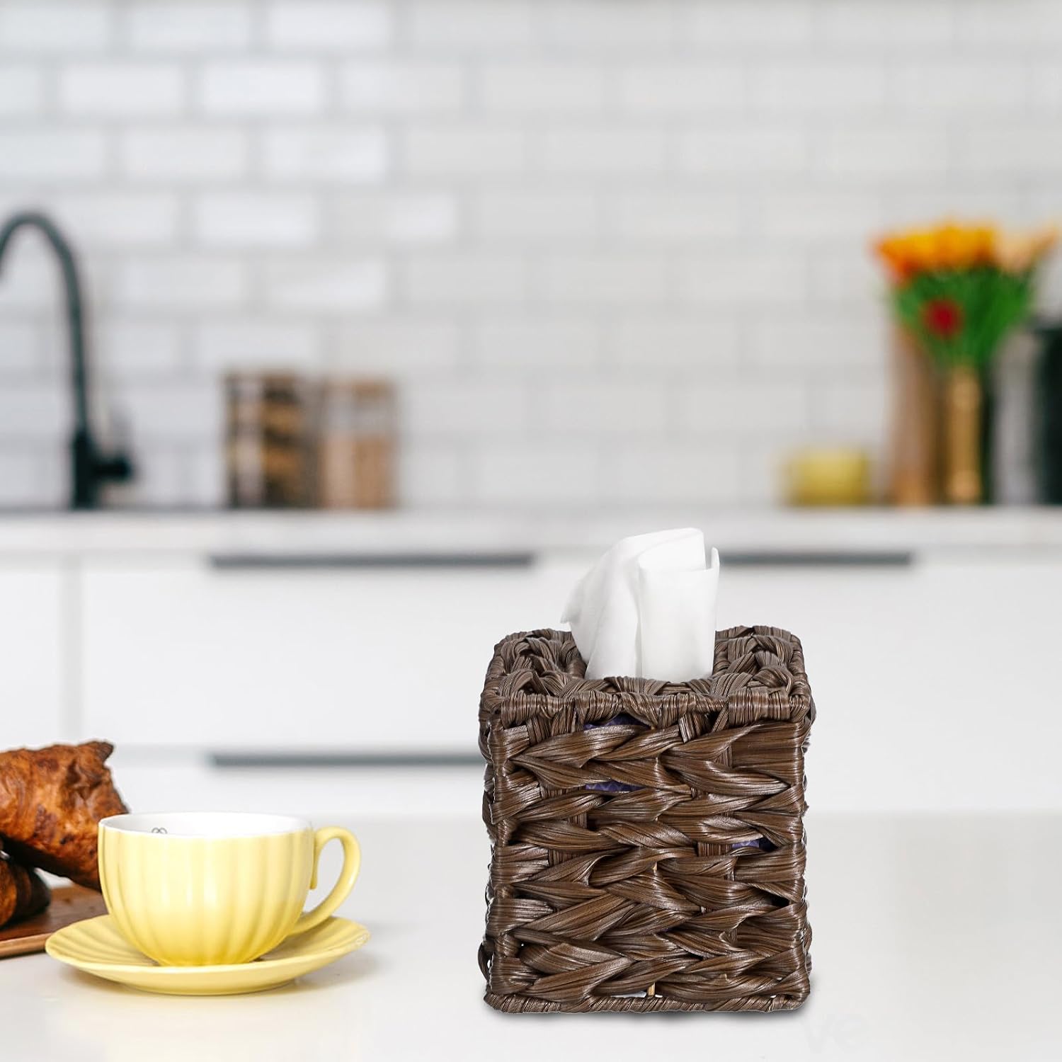 Wicker Tissue Box Cover / Coffee