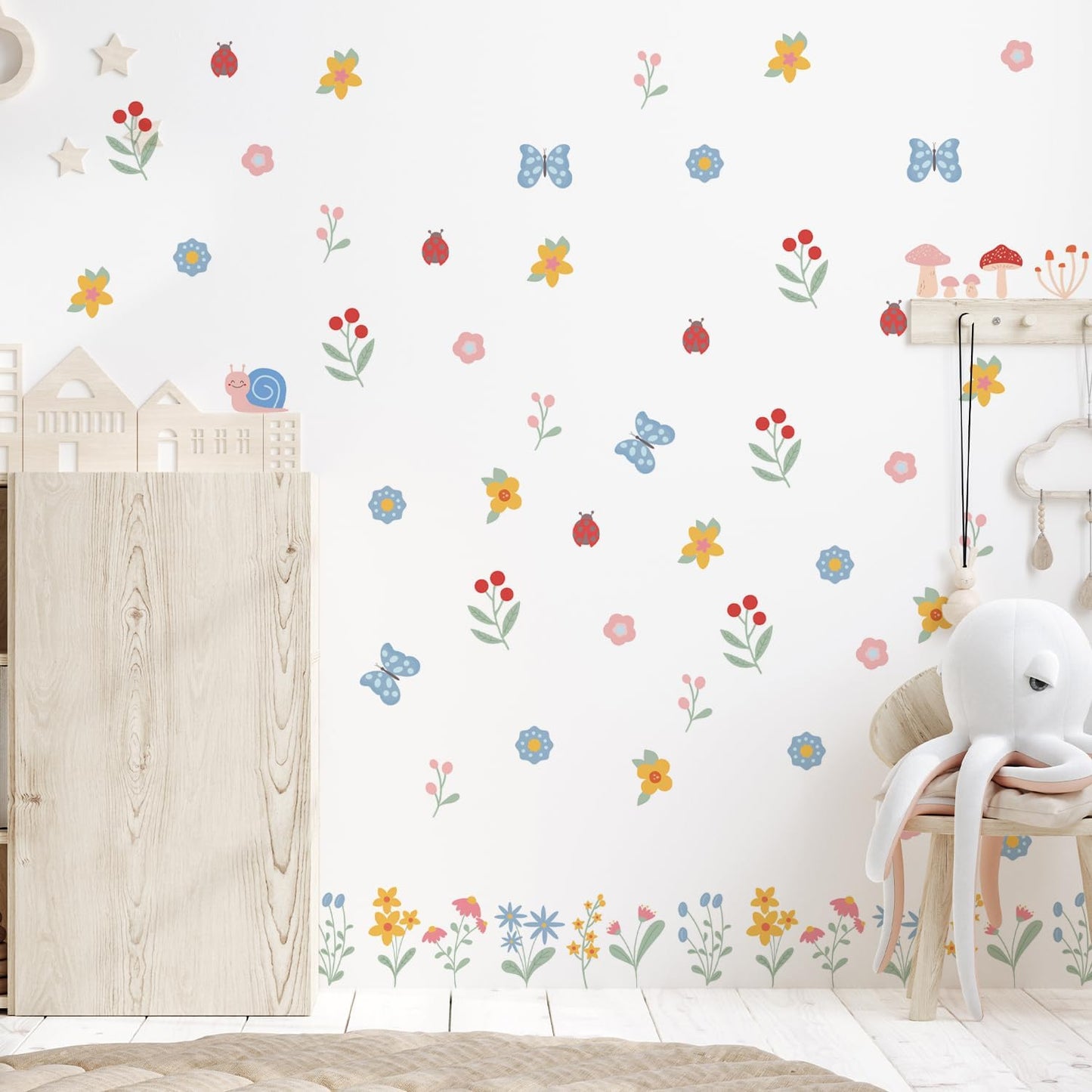 Boho Flower Wall Decal Stickers Butterfly Kids Toddler / Flower B / 8.66inches*6.3inches*12sheets