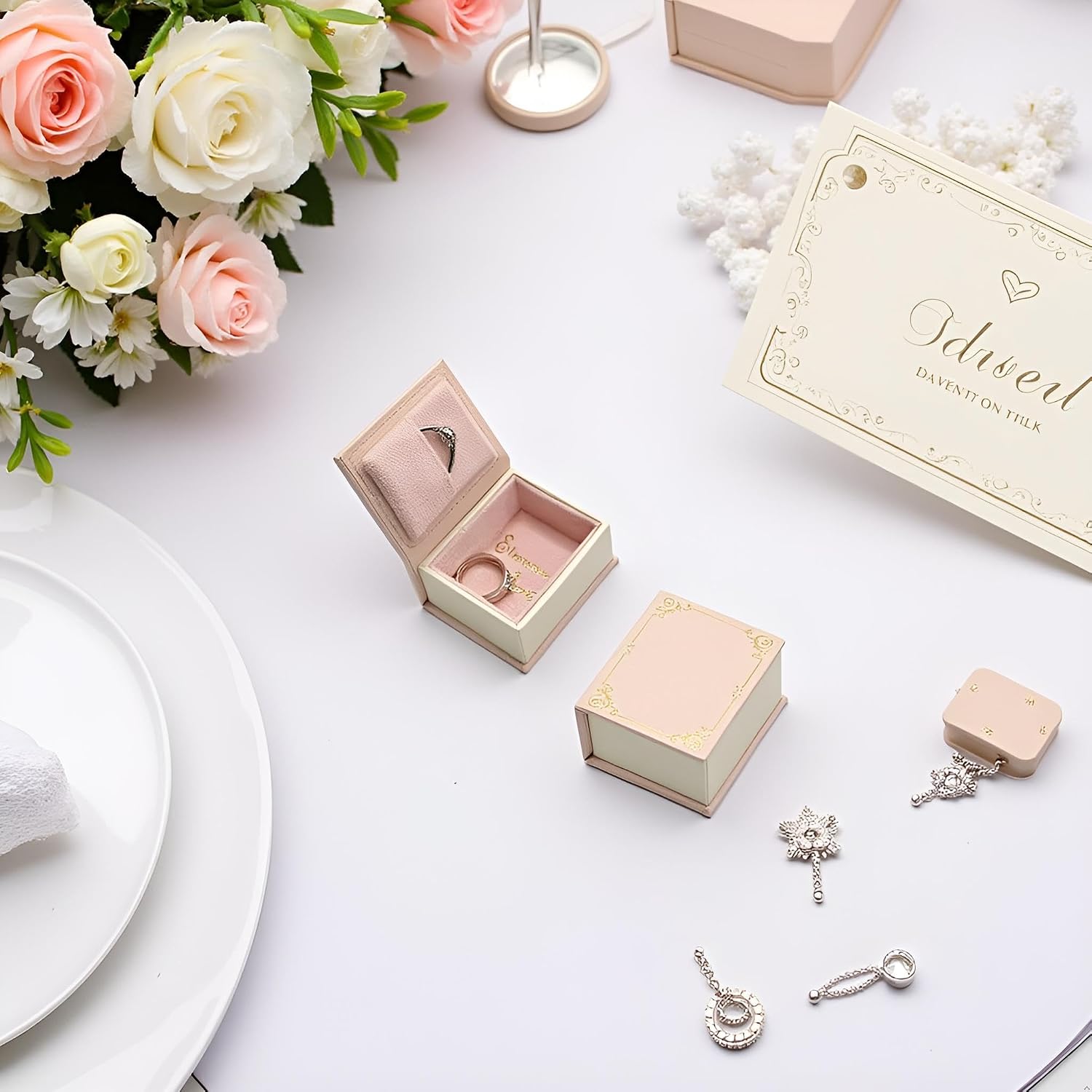 Book Shaped Ring Box / Dusty Pink-book