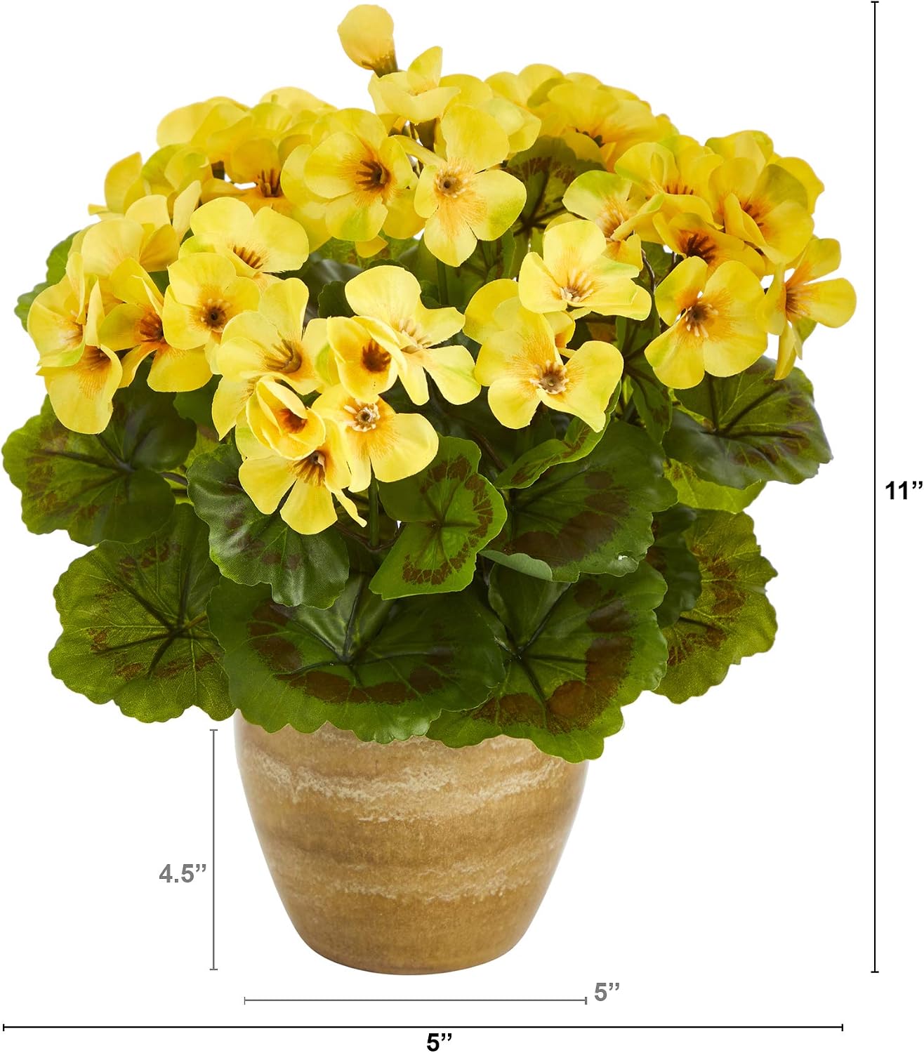 . Geranium Artificial Plant in Ceramic Planter UV Resistant / Yellow / 11 Inch
