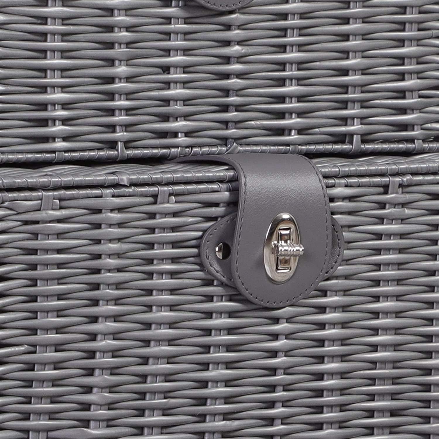 Woven Wicker Storage Basket Box / Grey / Set of 3