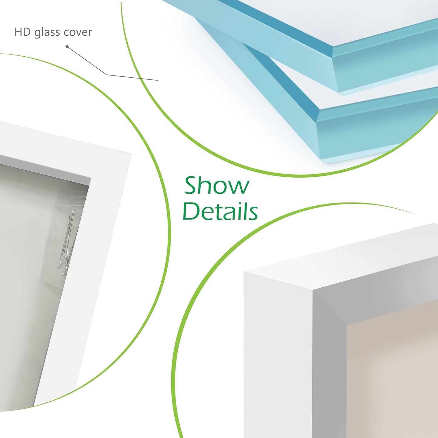 FrameWorks 11” x 14” White Wooden Shadow Box Frame – Display Case with Soft Felt Back, Memory Box with Tempered Glass
