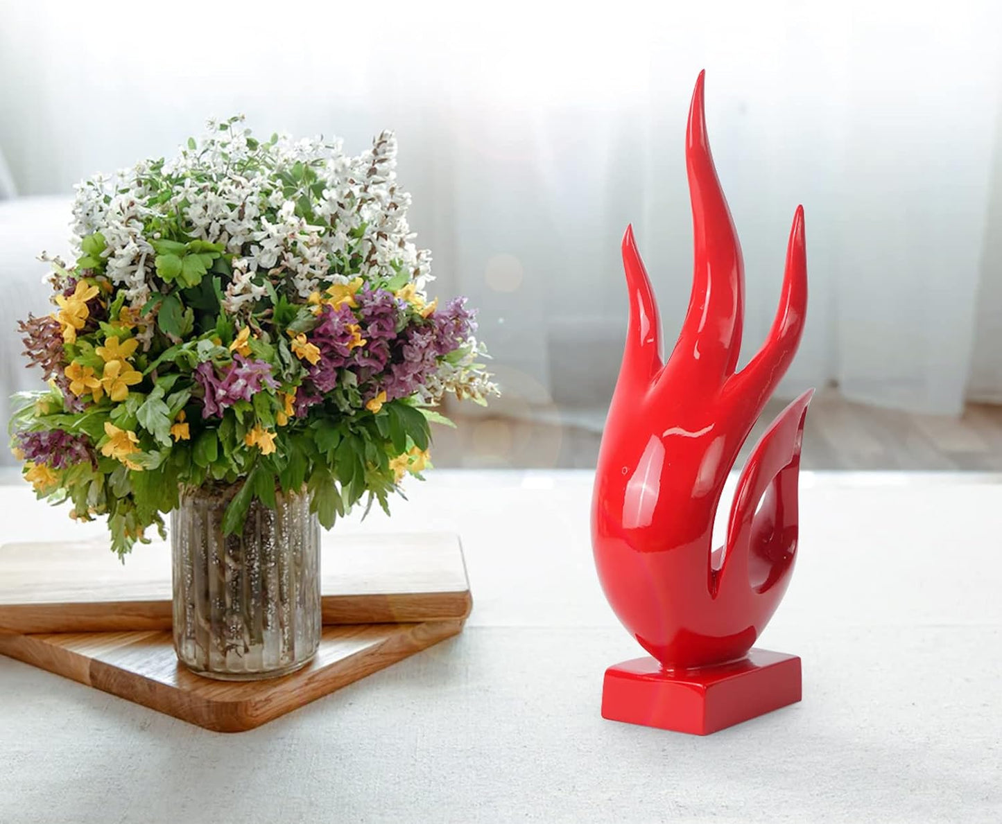 Resin Art Table Decoration Ornaments Modern Home Decor Accent / Red