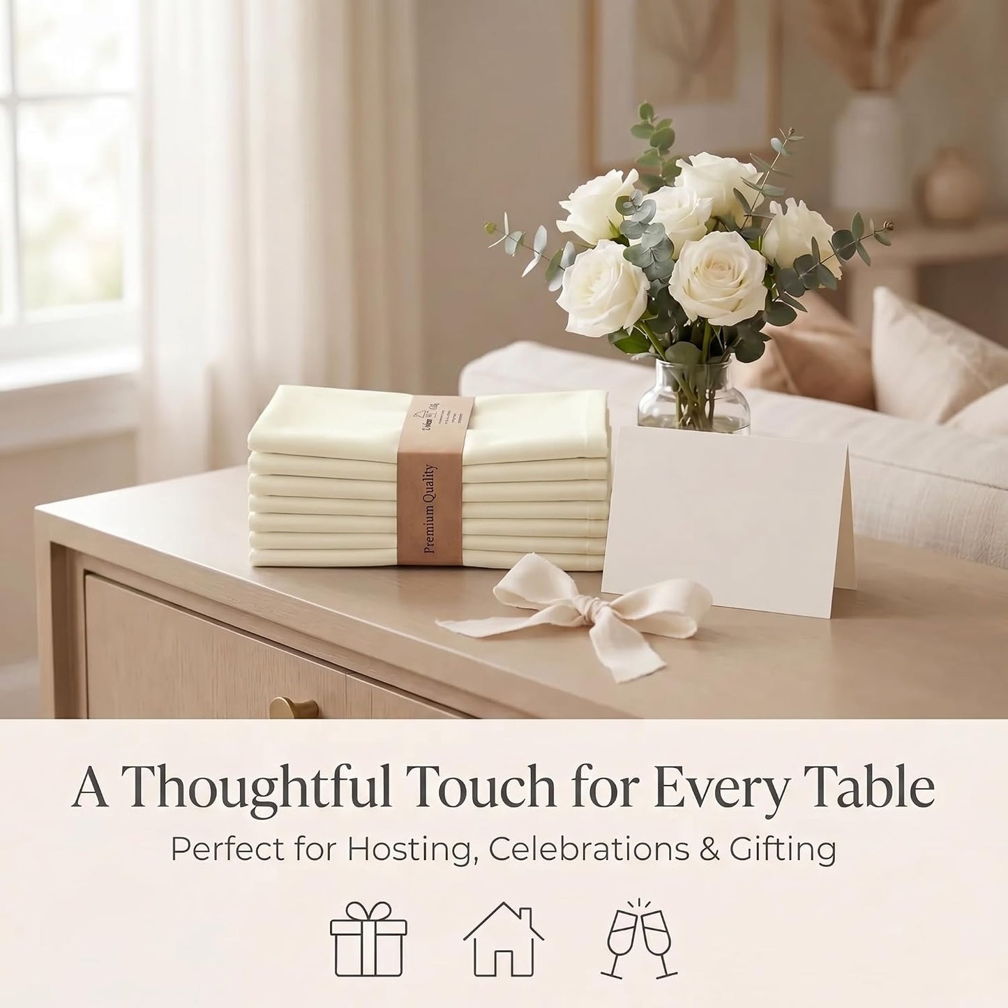 Urban Villa Cloth Napkins Cotton 20x20 (Set of 12) Ivory