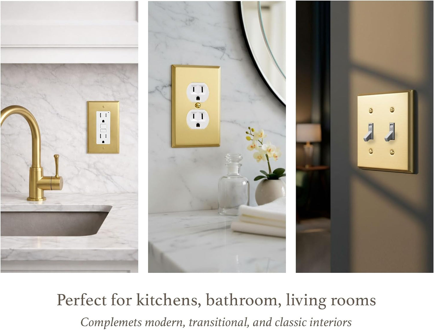 Rio Salto BRASS Brushed Brass Gold Metal Toggle Switch Plate Flip Switch Outlet Covers Light Switch Cover Wall Plates –