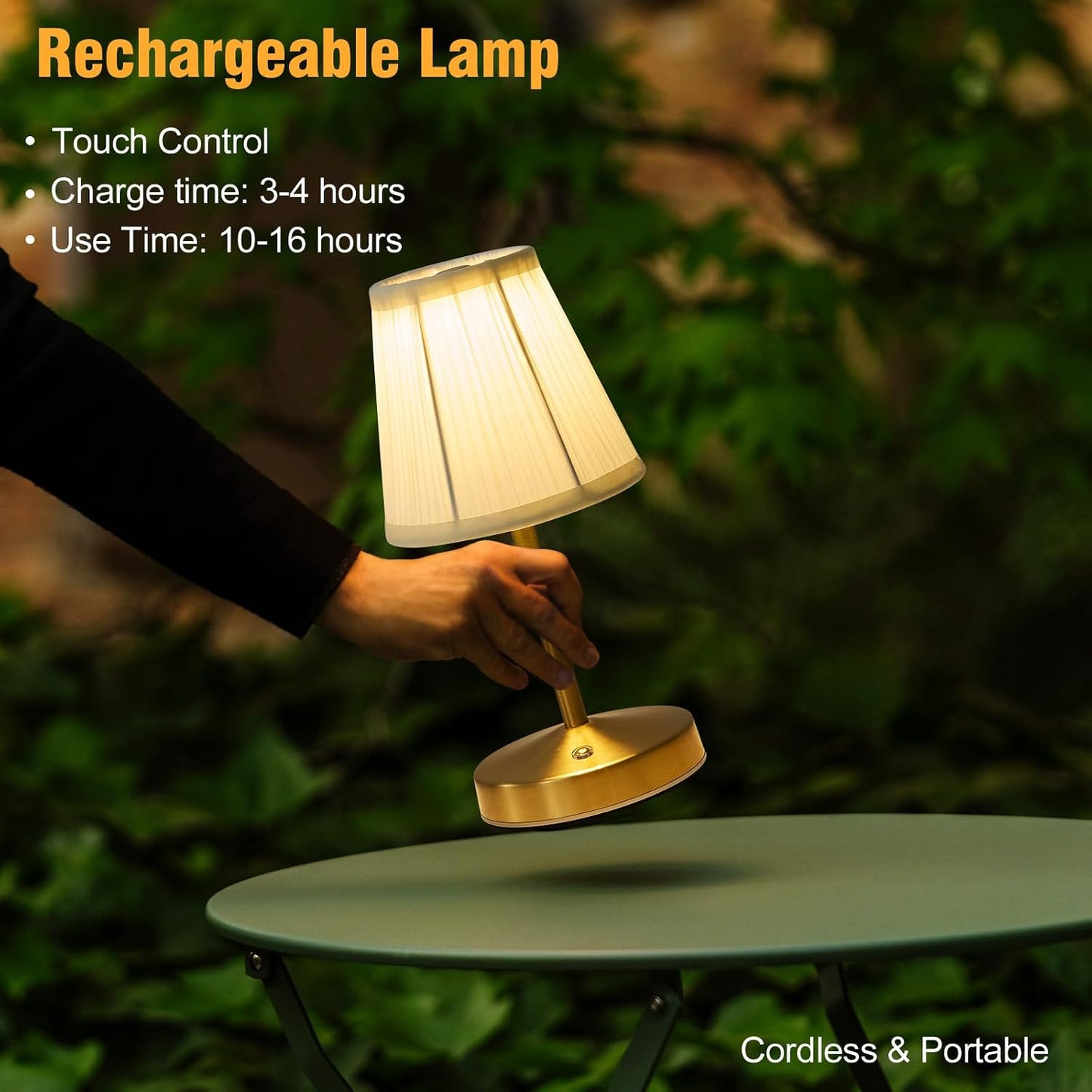Cordless Mini Lamps Gold,3000 mah Battery Operated Lamp,3 Color Temperature Dimmable Table Lamp,Small Rechargeable