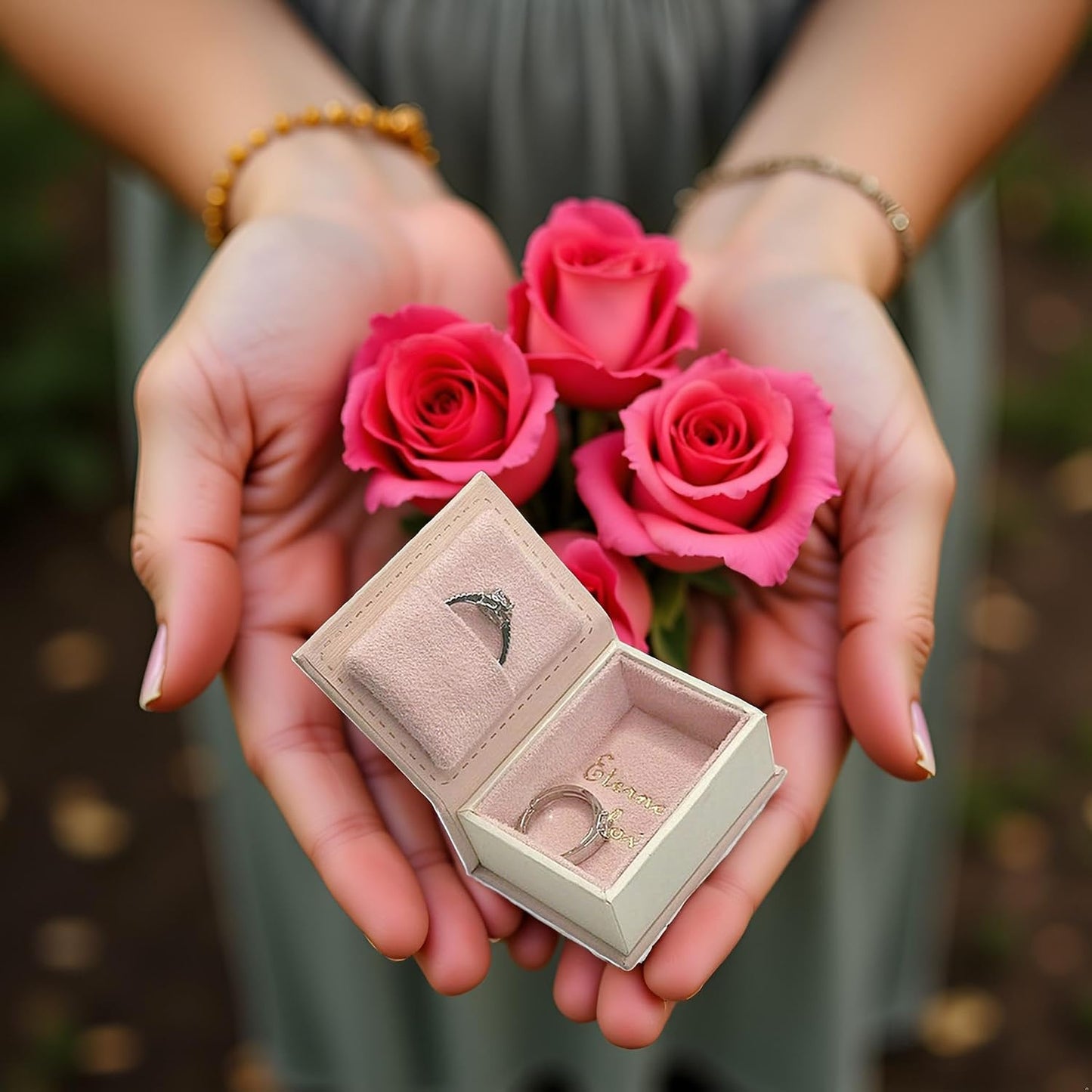 Book Shaped Ring Box / Dusty Pink-book
