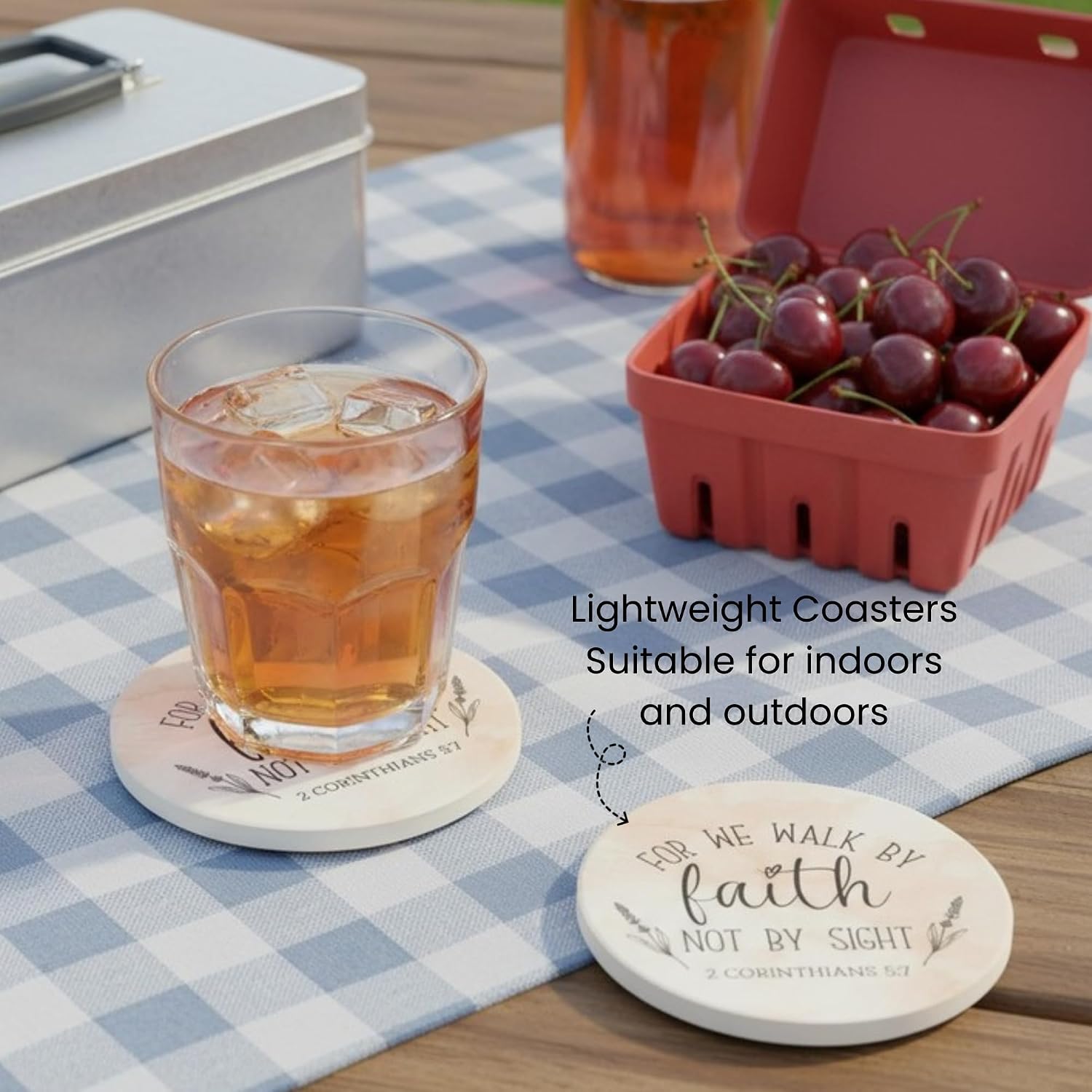 Holder- Ceramic Absorbent Drink Coasters / Blessed / Set of 6