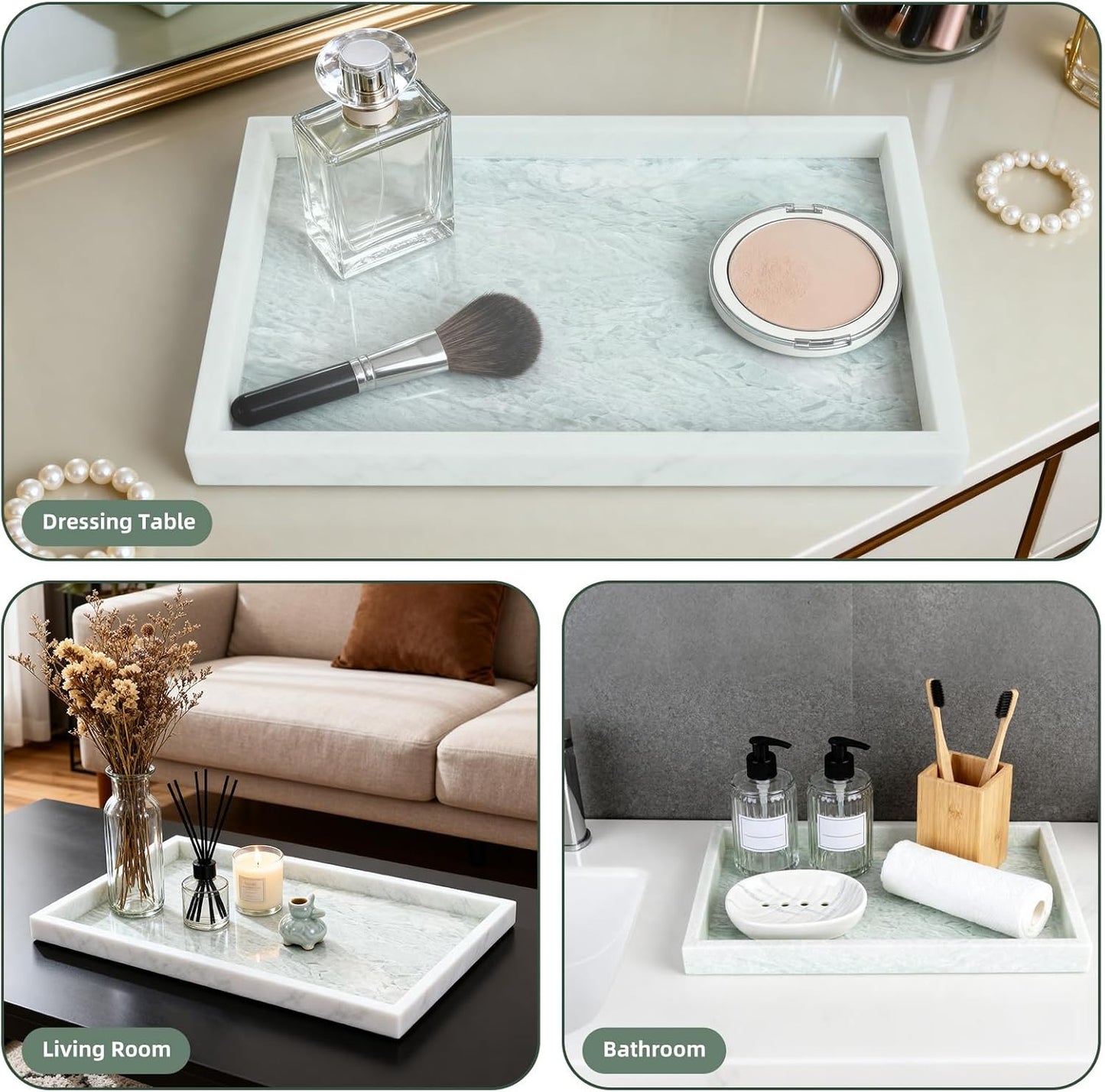 Natural Marble Vanity Tray / Ming Green
