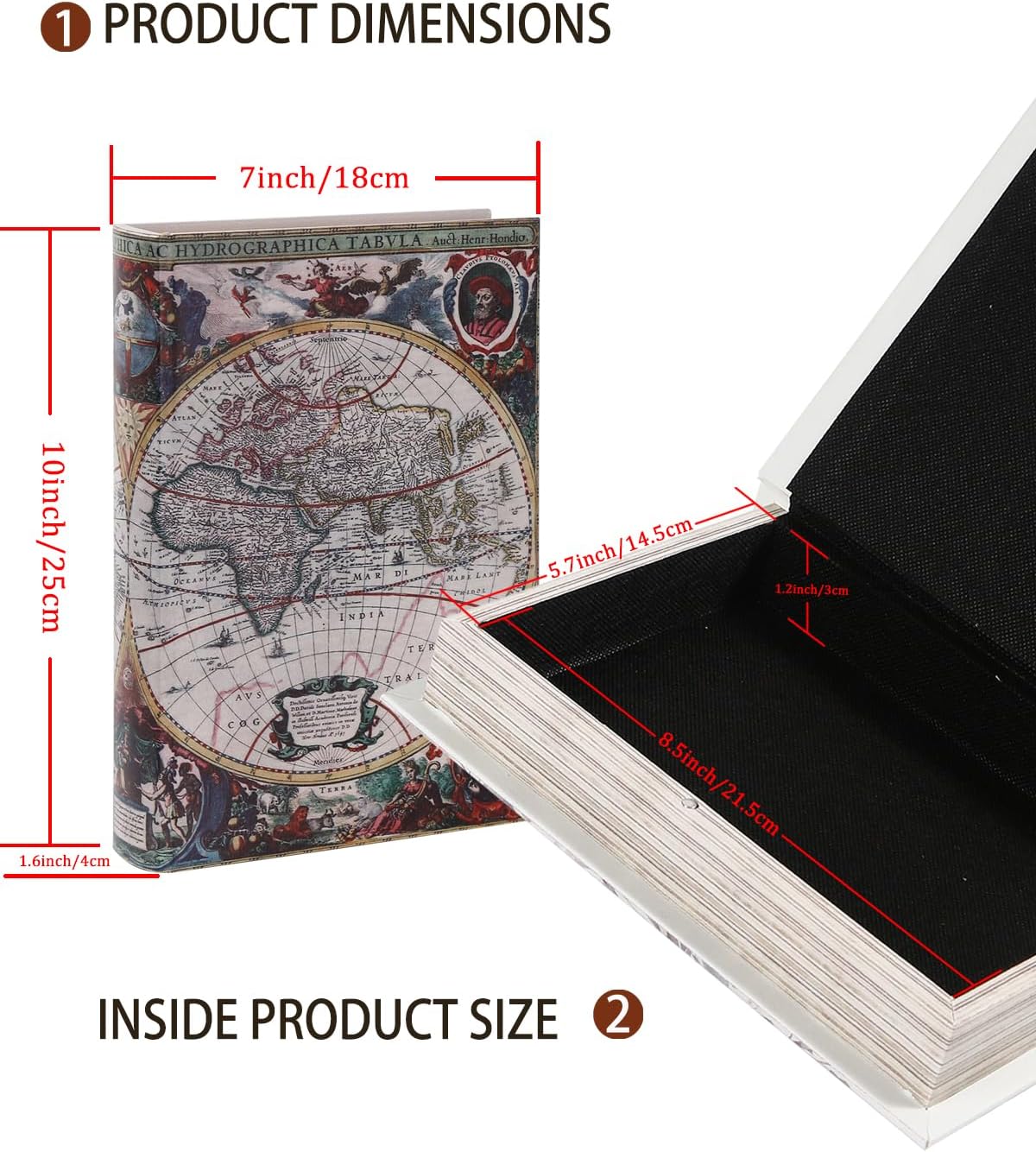 Vintage Faux Book Boxes / 1 x Map