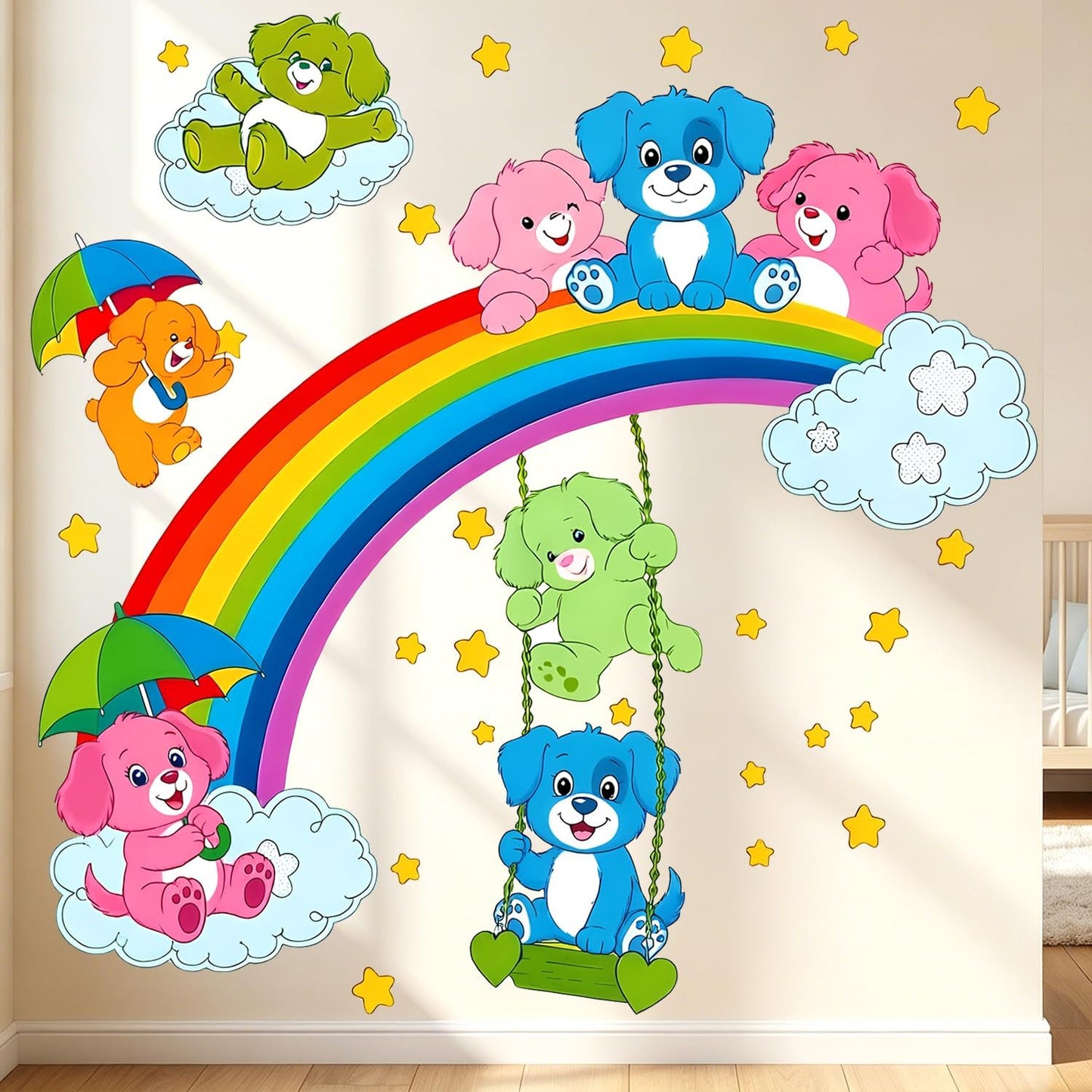 Cheerful cartoon bear wall decal