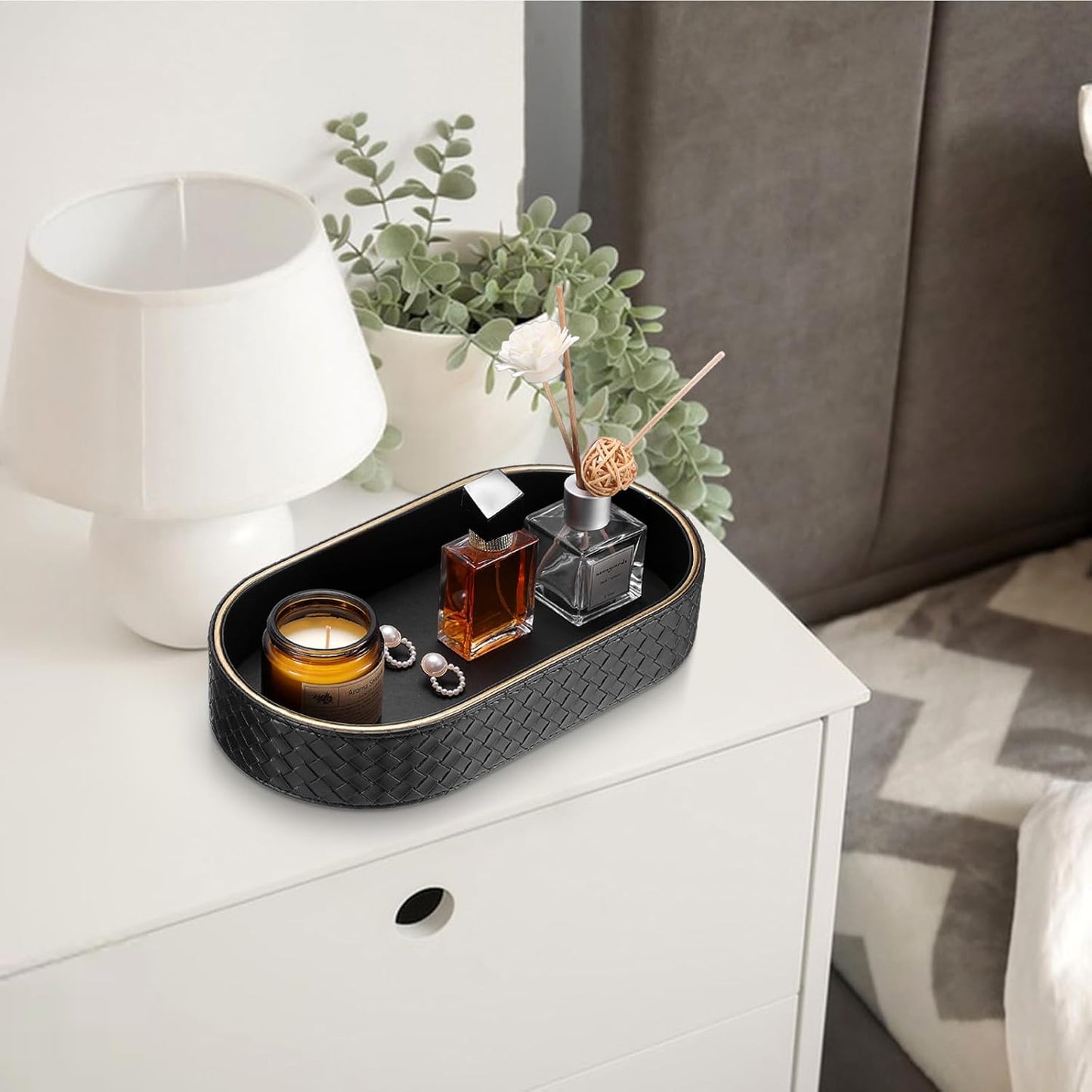 PU Leather Tray / 11 x 5.9 x 2 / Black