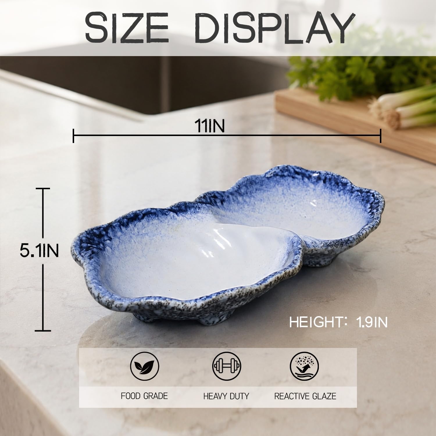 Peanut 2-Compartment Dish for Key Catchall Jewelry Organizer / Kiln-transformed White Glaze