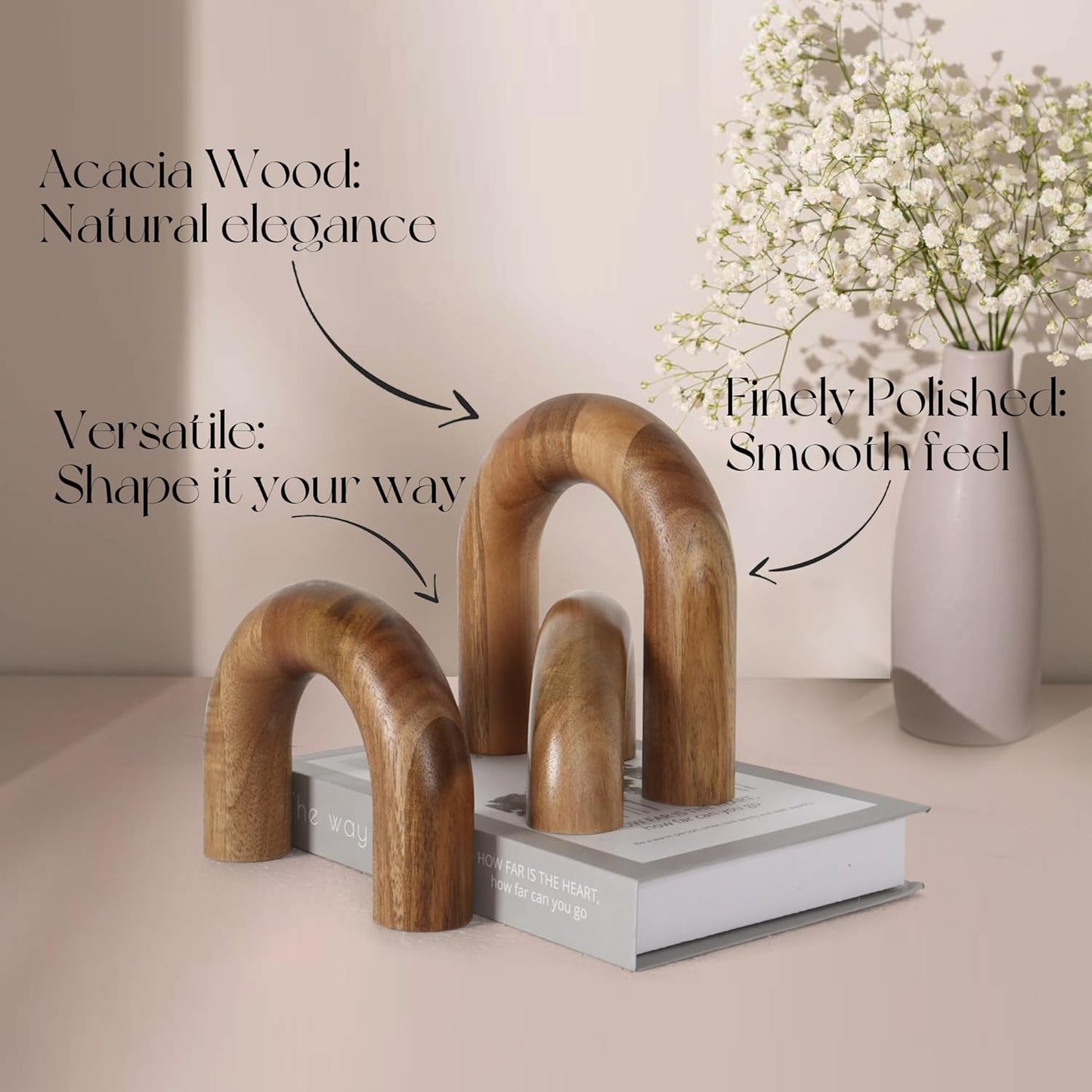Book / Wood Shelf Decor Aesthetic / Brown / Set of 3