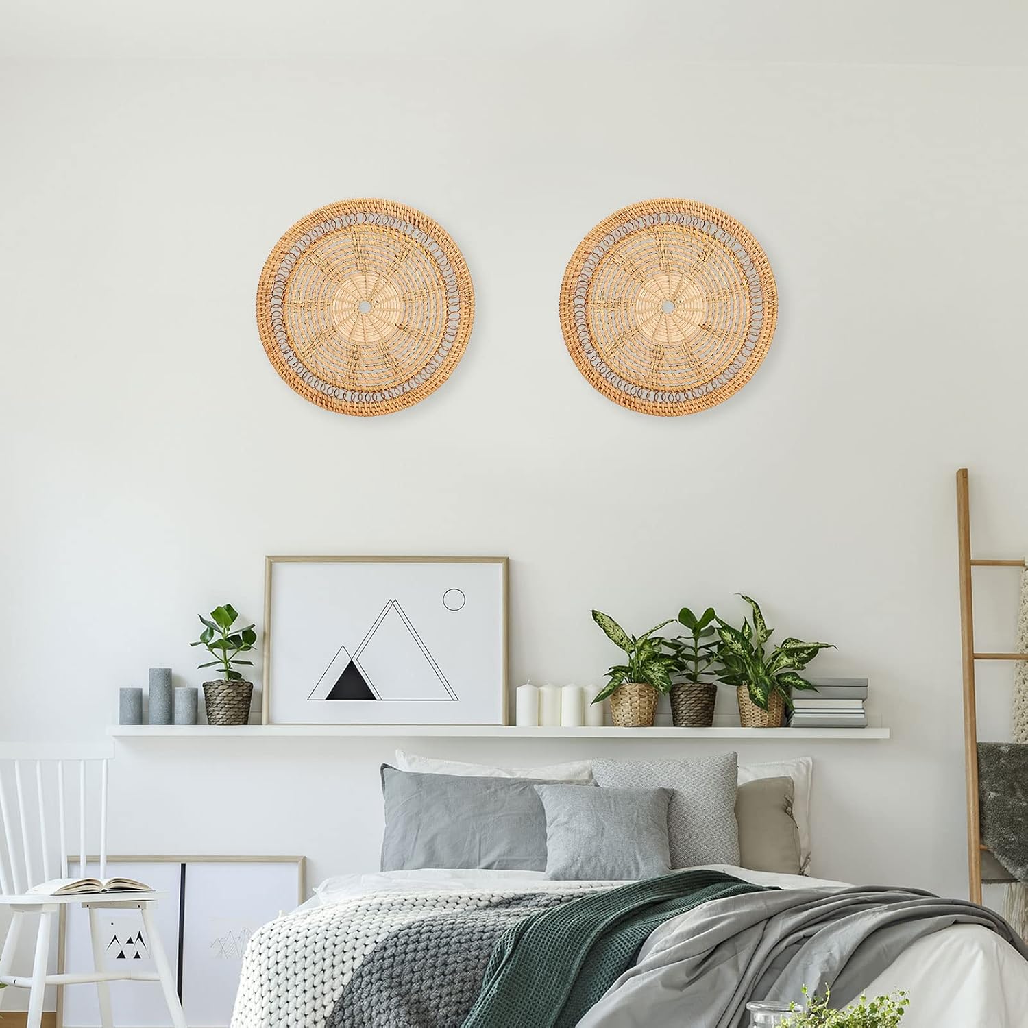 Boho Wall Basket Decor / A / 13"L x 13"W / Natural / Set of 3